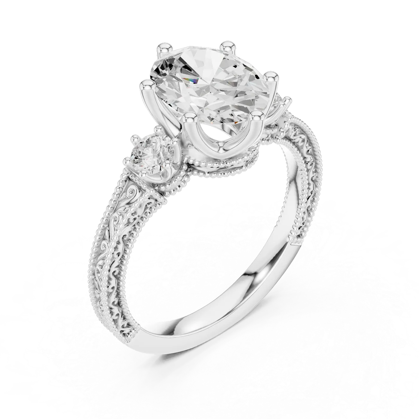 Bague de fiançailles Magnolia 1,76 ct n°4 en or blanc 18 carats, diamant ovale, vue 2