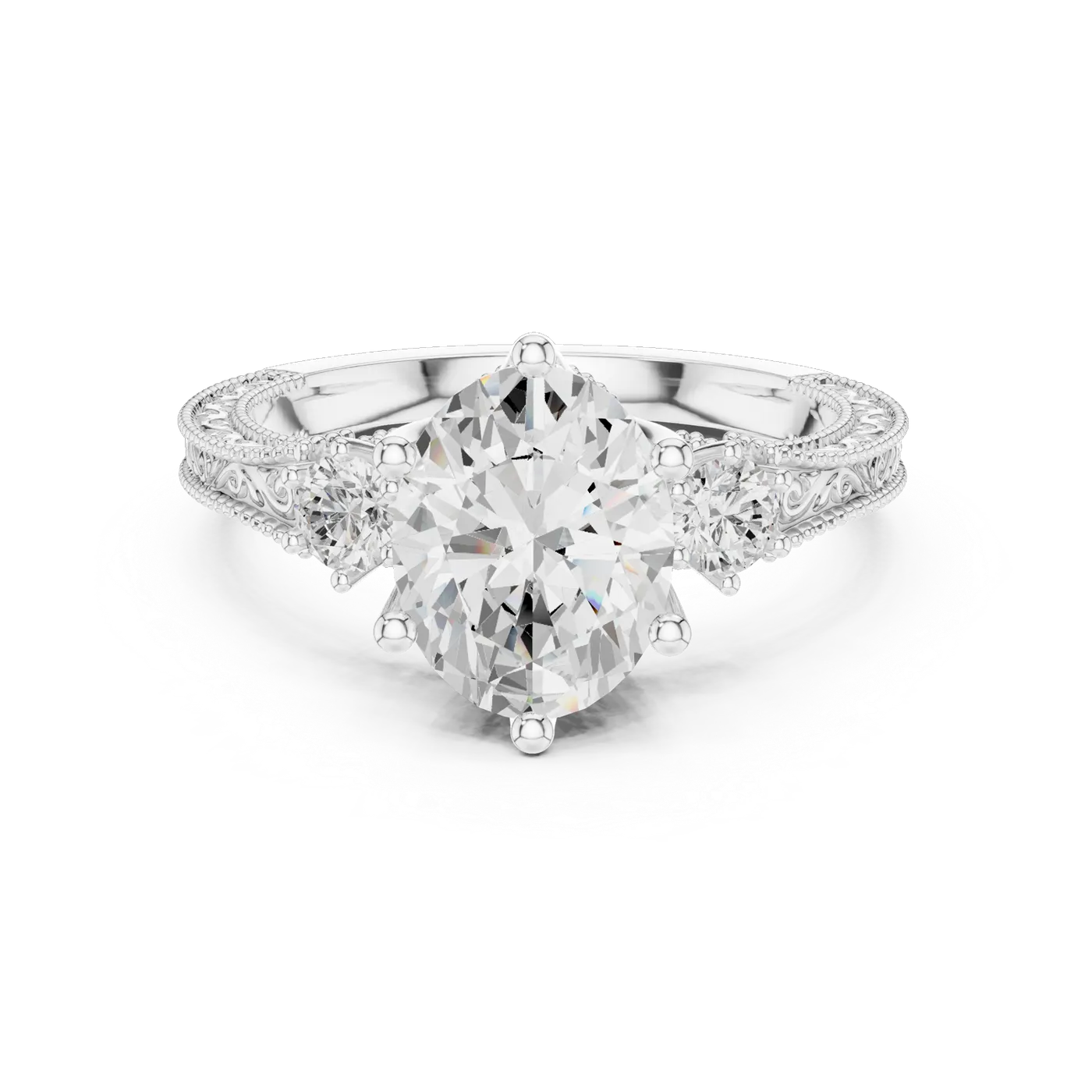 Bague de fiançailles Magnolia 1,76 ct n°4 en or blanc 18 carats, diamant ovale, vue 4