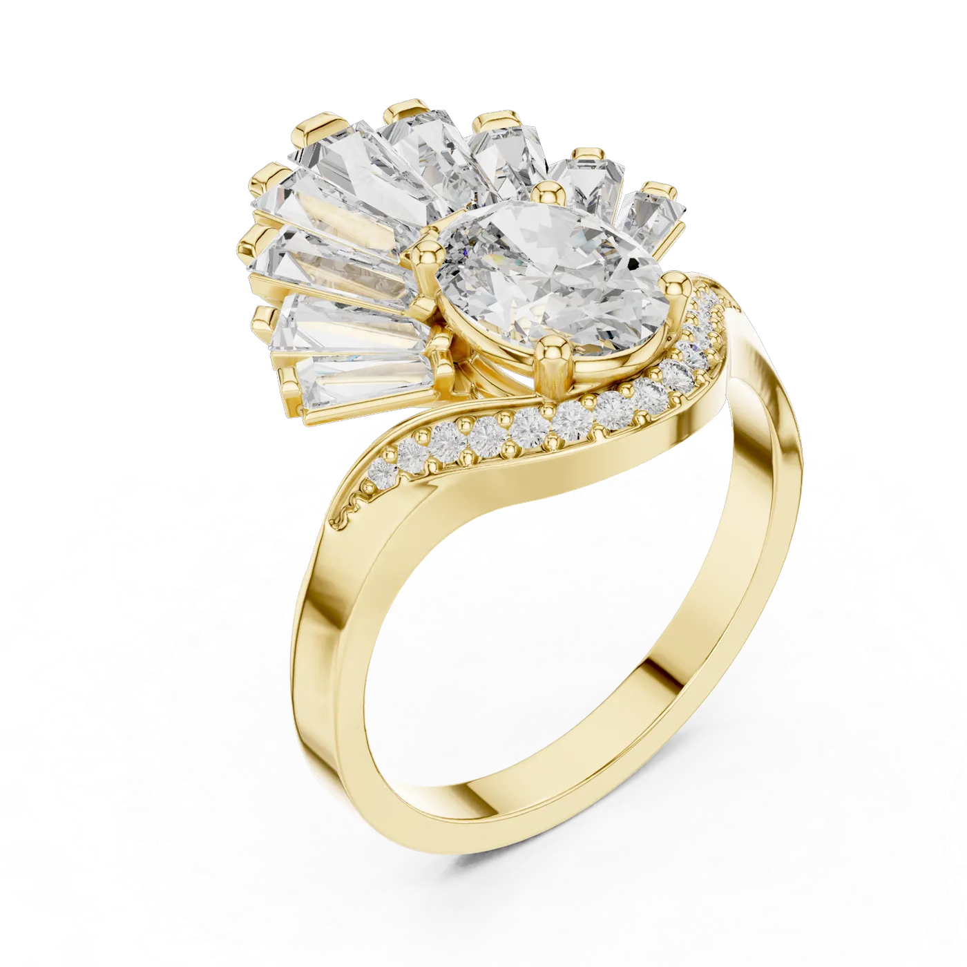 Bague de fiançailles Magnolia 1,04 ct en or jaune 18 carats, diamant ovale, vue 2