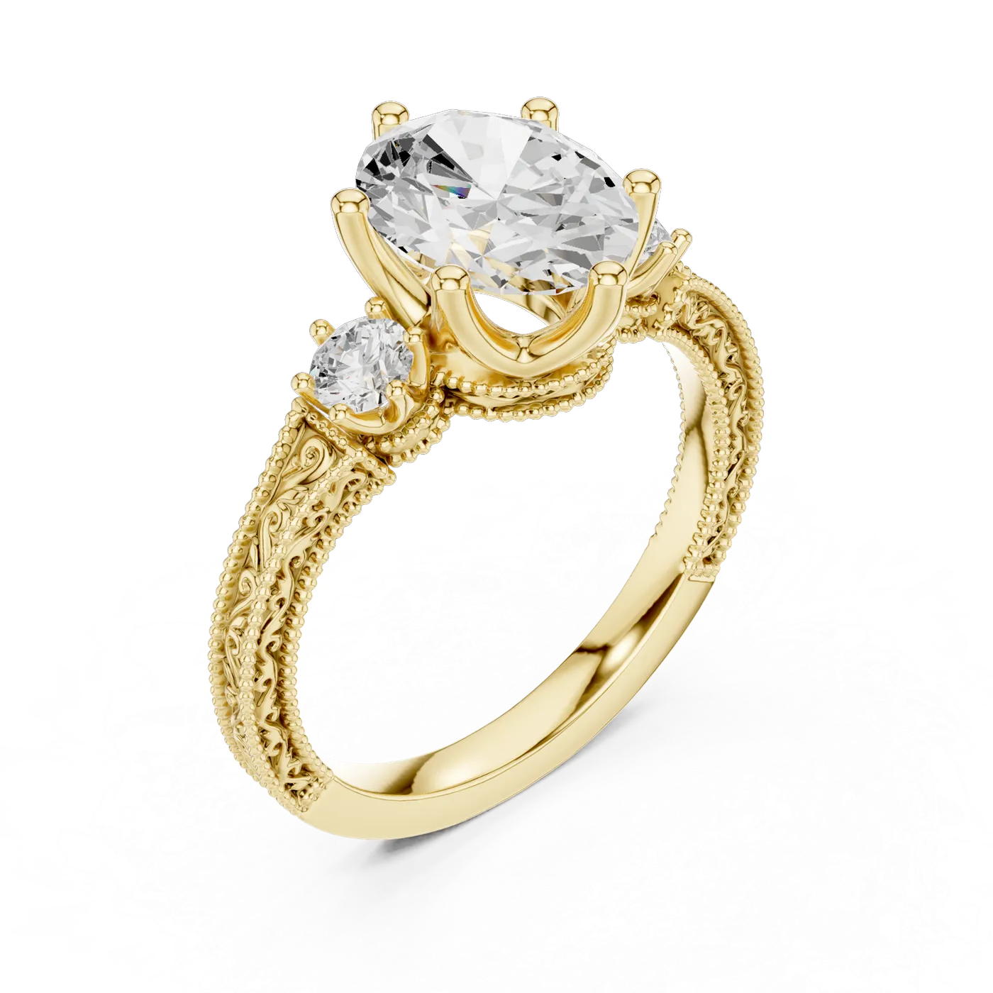 Bague de fiançailles Magnolia 1,76 ct n°4 en or jaune 18 carats, diamant ovale, vue 2