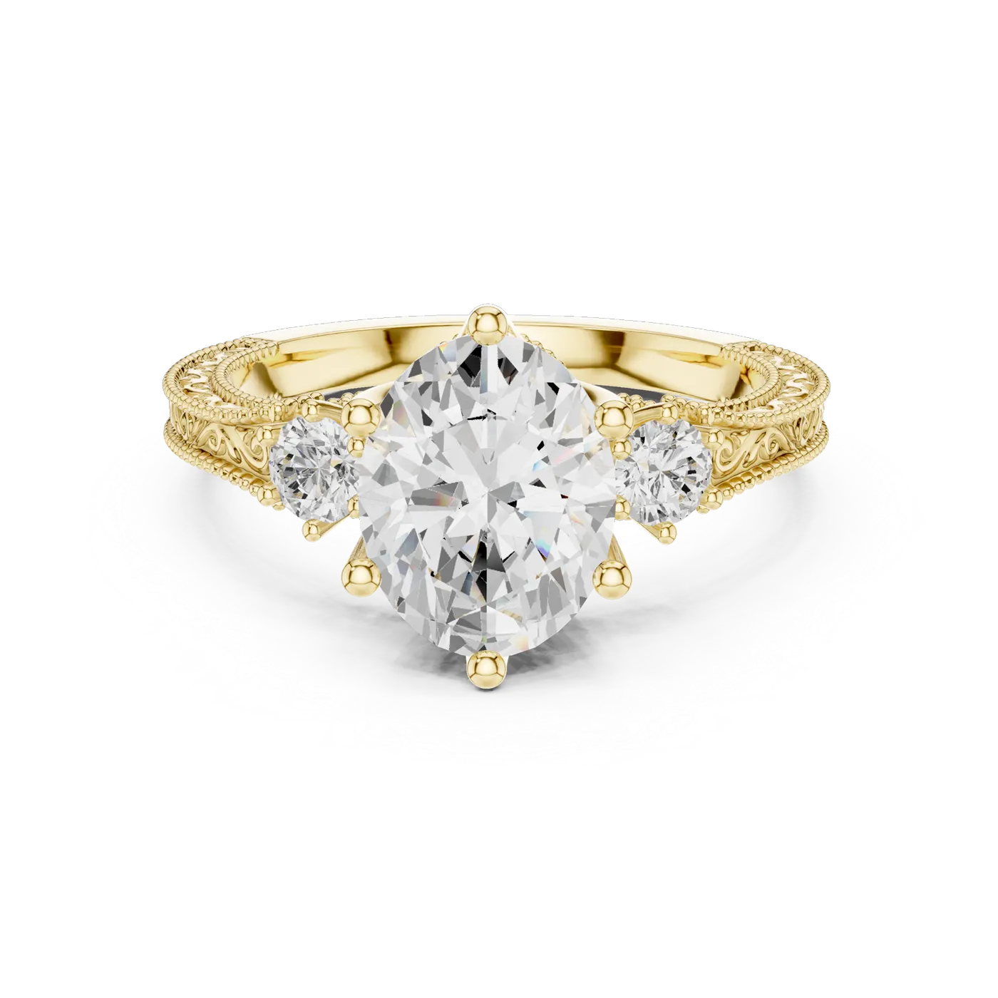 Bague de fiançailles Magnolia 1,76 ct n°4 en or jaune 18 carats, diamant ovale, vue 4