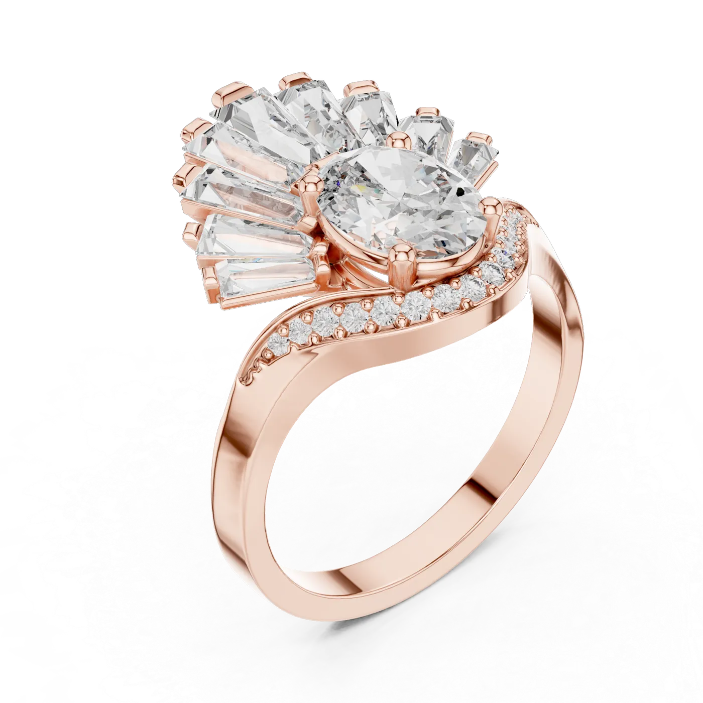 Bague de fiançailles Magnolia 1,04 ct en or rose 18 carats, diamant ovale, vue 2