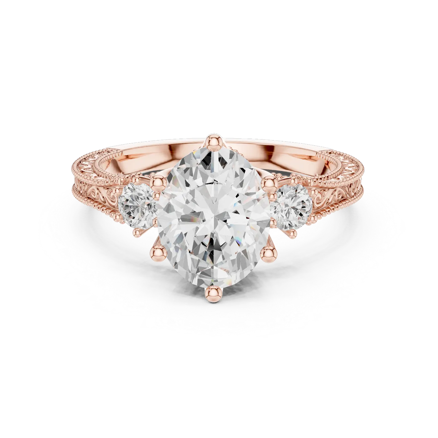 Bague de fiançailles Magnolia 1,76 ct n°4 en or rose 18 carats, diamant ovale, vue 4