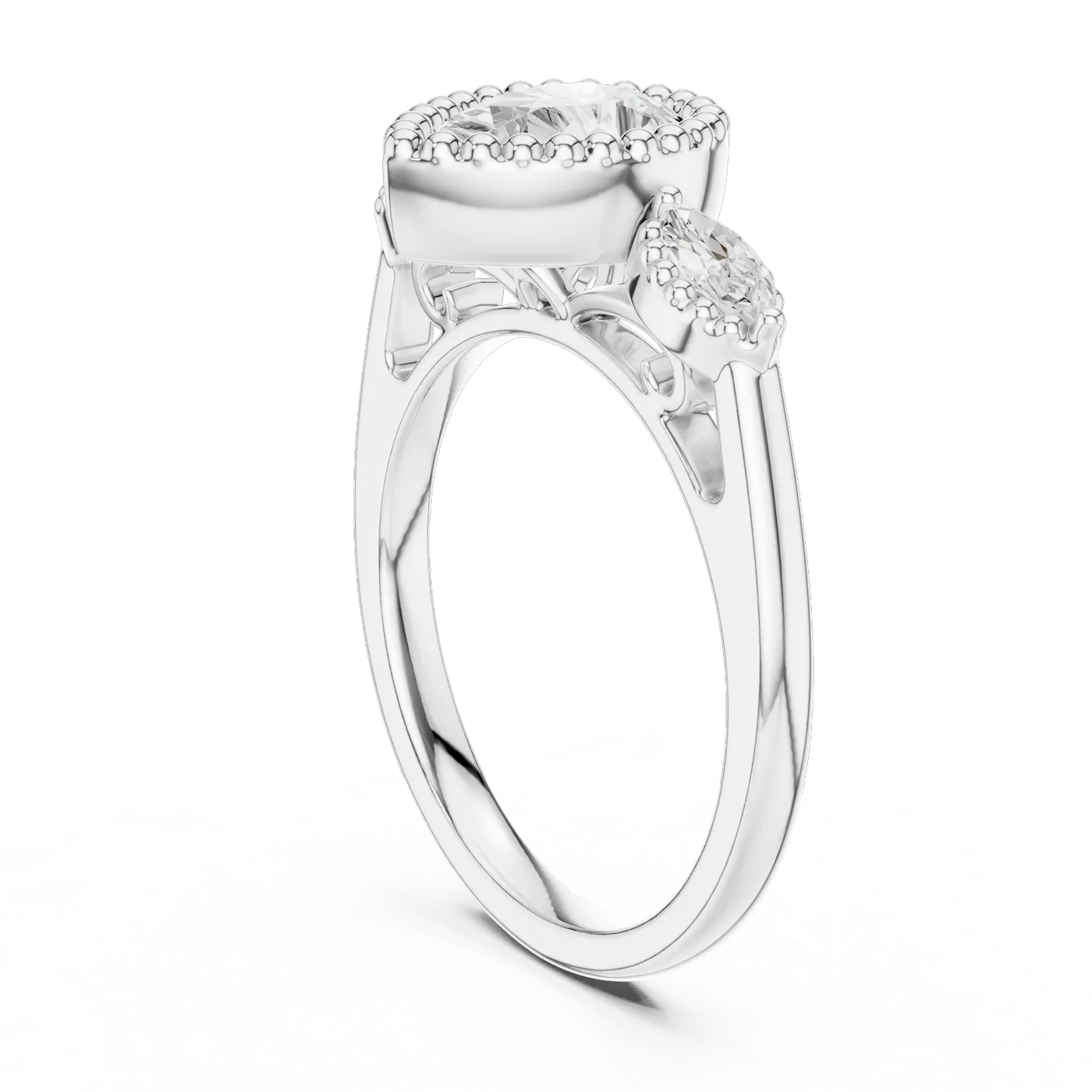 Bague de fiançailles Dahlia 1,28 ct en or blanc 18 carats, diamant poire, vue 1