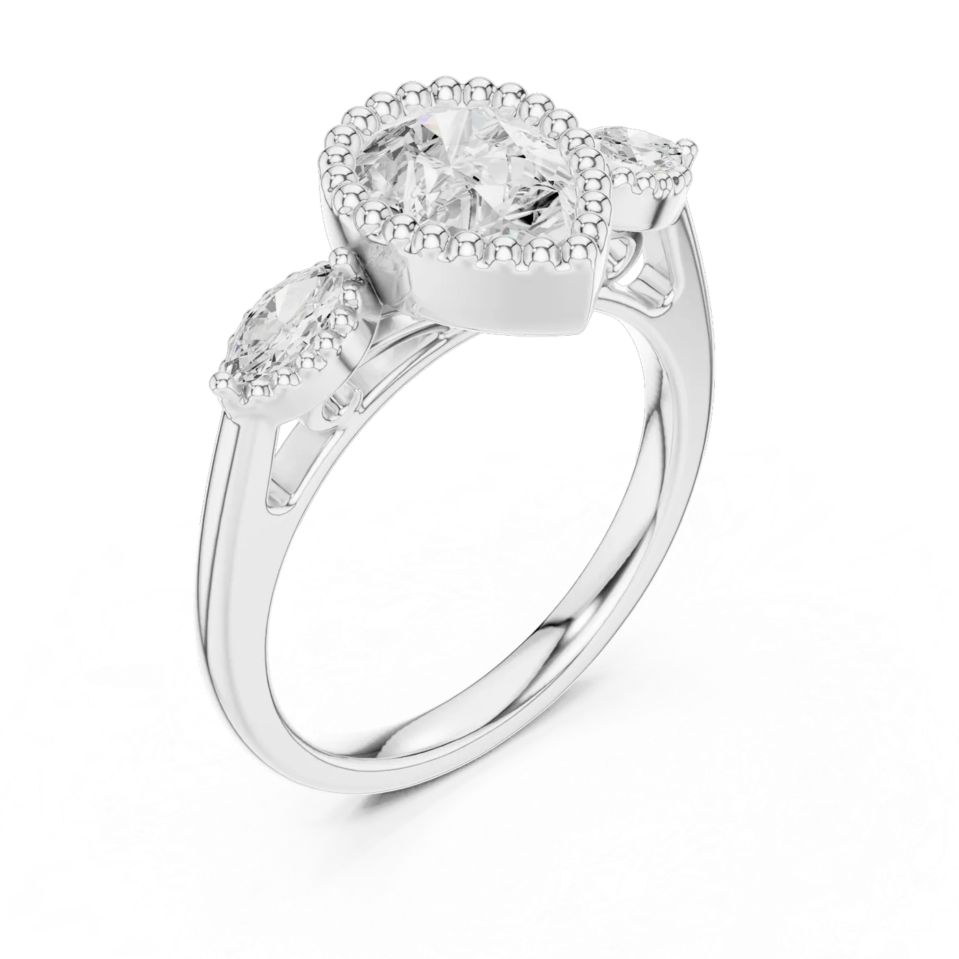 Bague de fiançailles Dahlia 1,28 ct en or blanc 18 carats, diamant poire, vue 2