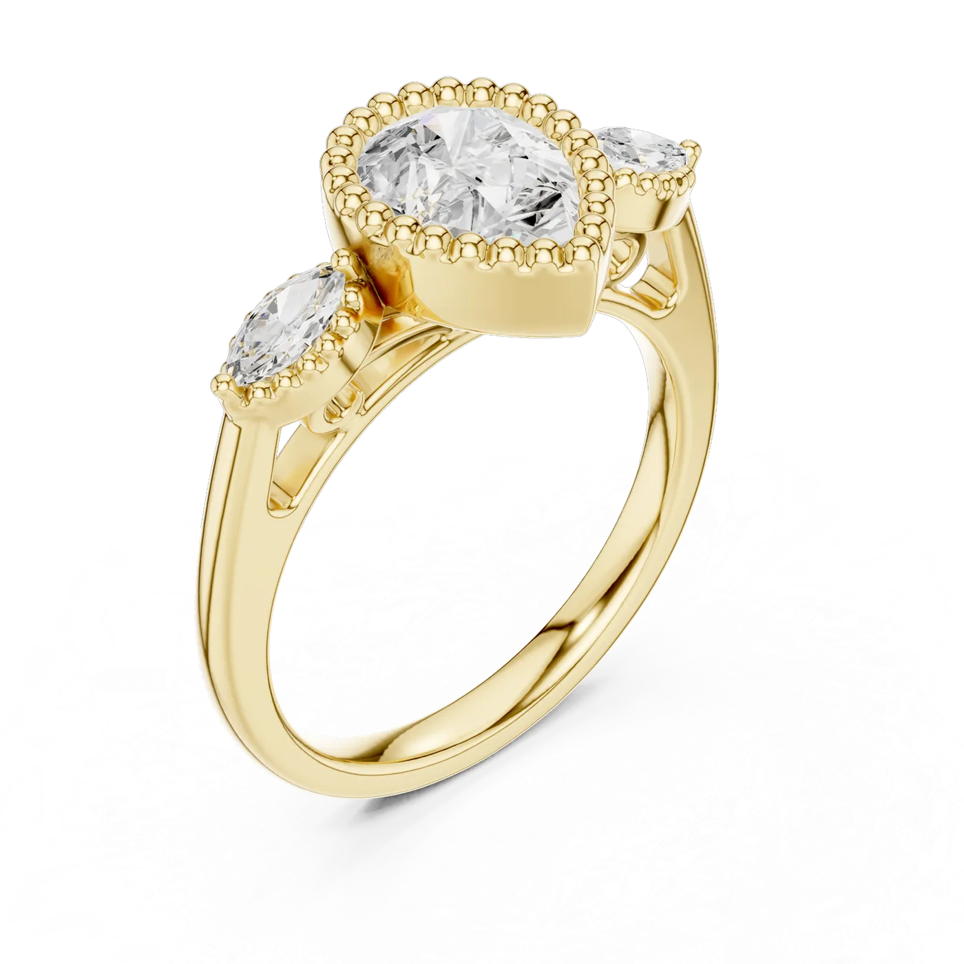 Bague de fiançailles Dahlia 1,28 ct en or jaune 18 carats, diamant poire, vue 2