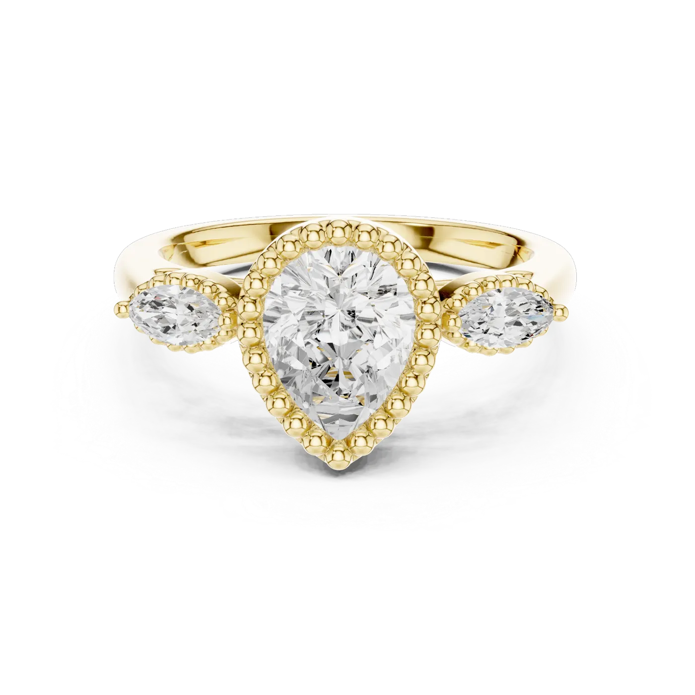 Bague de fiançailles Dahlia 1,28 ct en or jaune 18 carats, diamant poire, vue 4