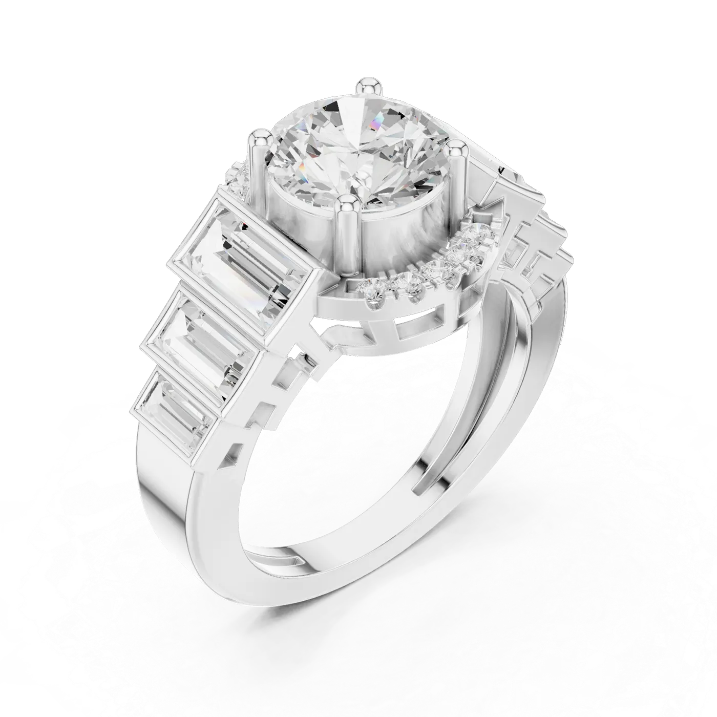 Bague de fiançailles Marguerite 1,92 ct n°4 en or blanc 18 carats, diamant rond, vue 2