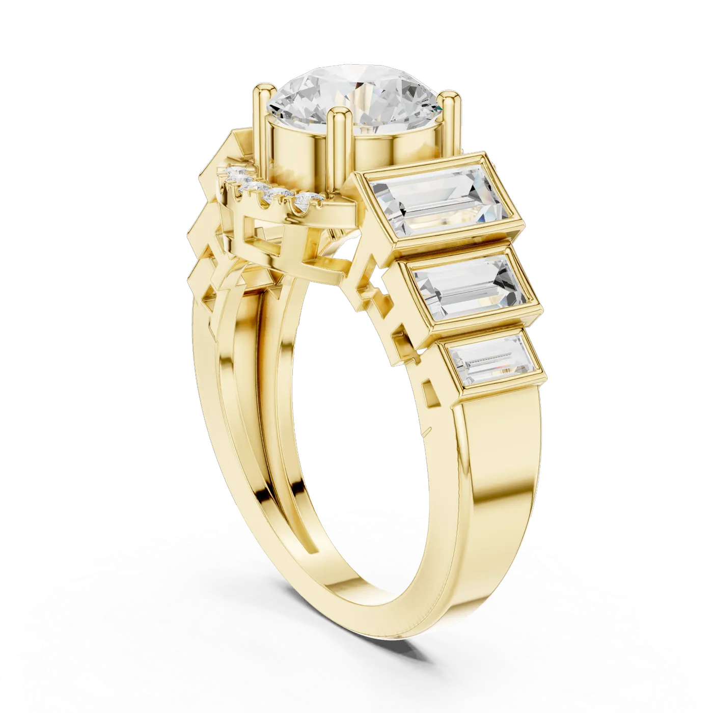 Bague de fiançailles Marguerite 1,92 ct n°4 en or jaune 18 carats, diamant rond, vue 1