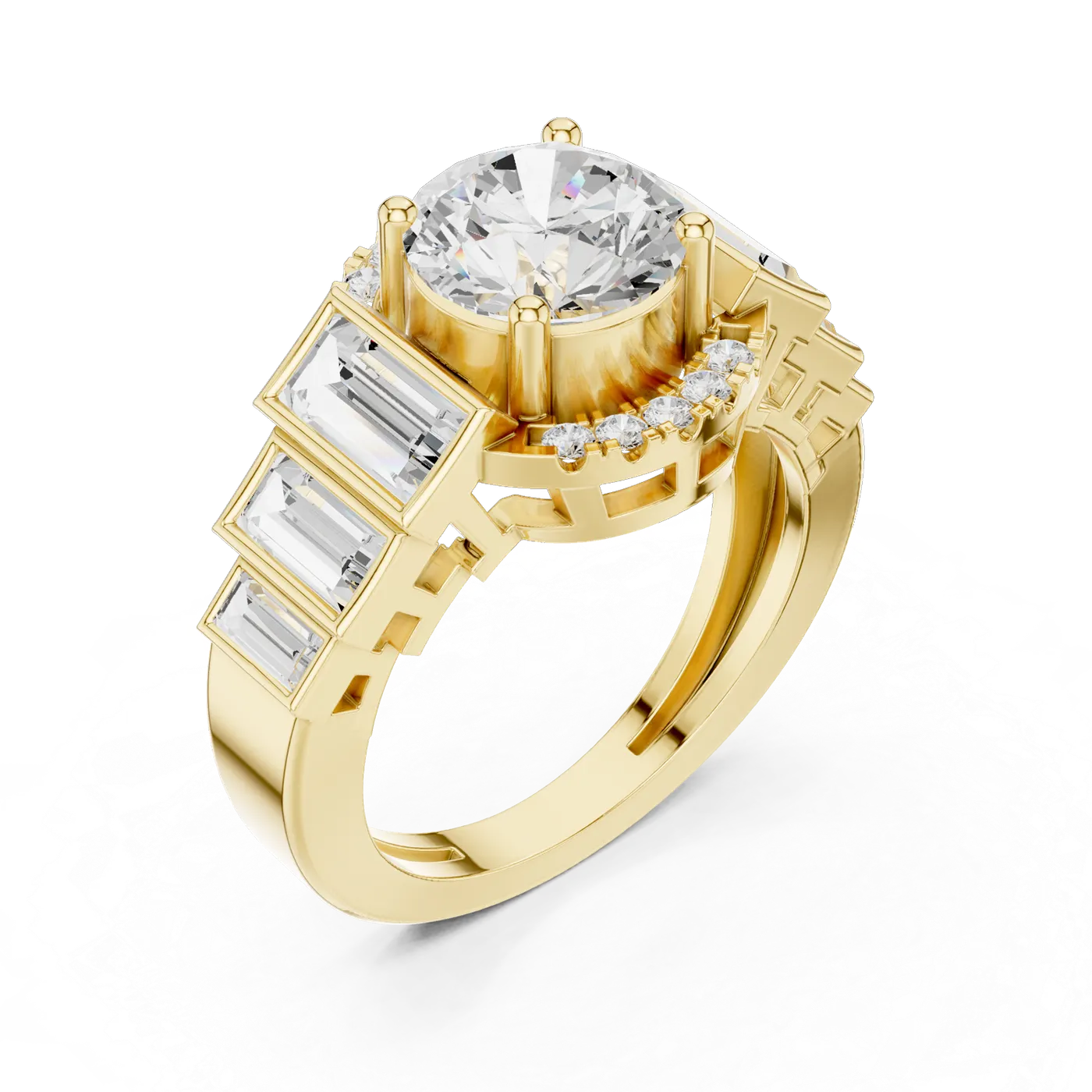 Bague de fiançailles Marguerite 1,92 ct n°4 en or jaune 18 carats, diamant rond, vue 2