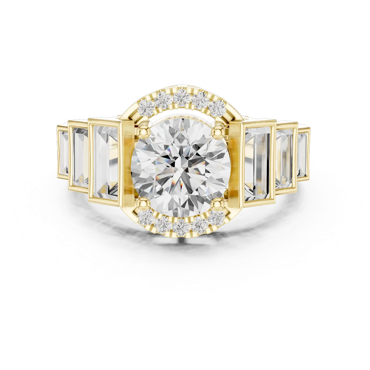 Bague de fiançailles Marguerite 1,92 ct n°4 en or jaune 18 carats, diamant rond, vue 4