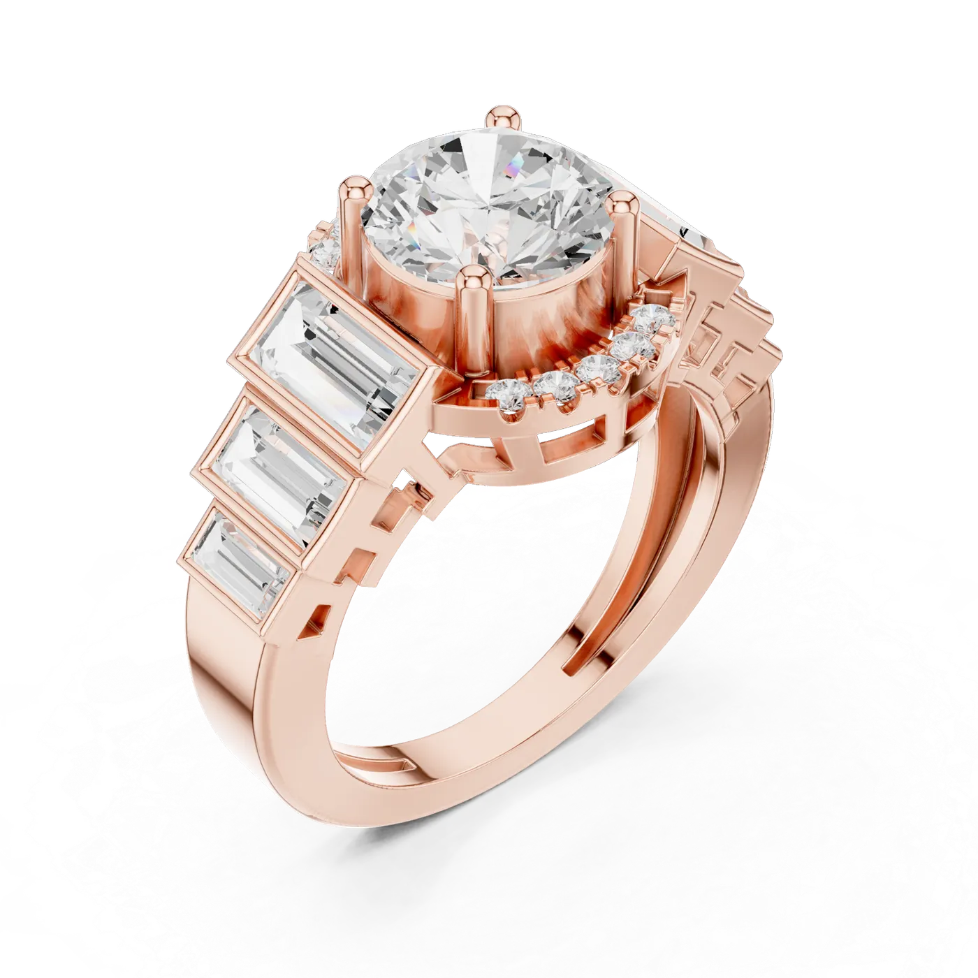 Bague de fiançailles Marguerite 1,92 ct n°4 en or rose 18 carats, diamant rond, vue 2