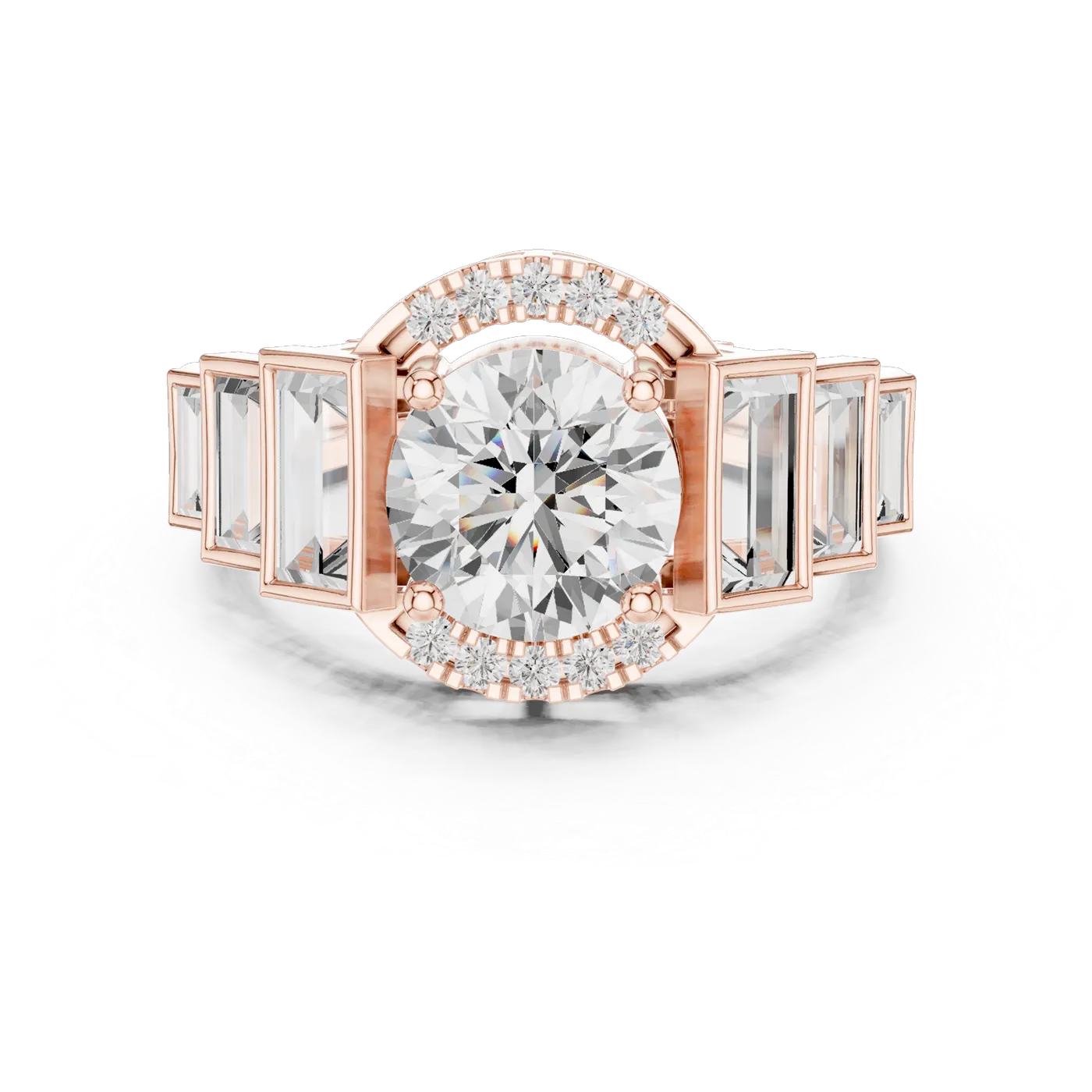 Bague de fiançailles Marguerite 1,92 ct n°4 en or rose 18 carats, diamant rond, vue 4