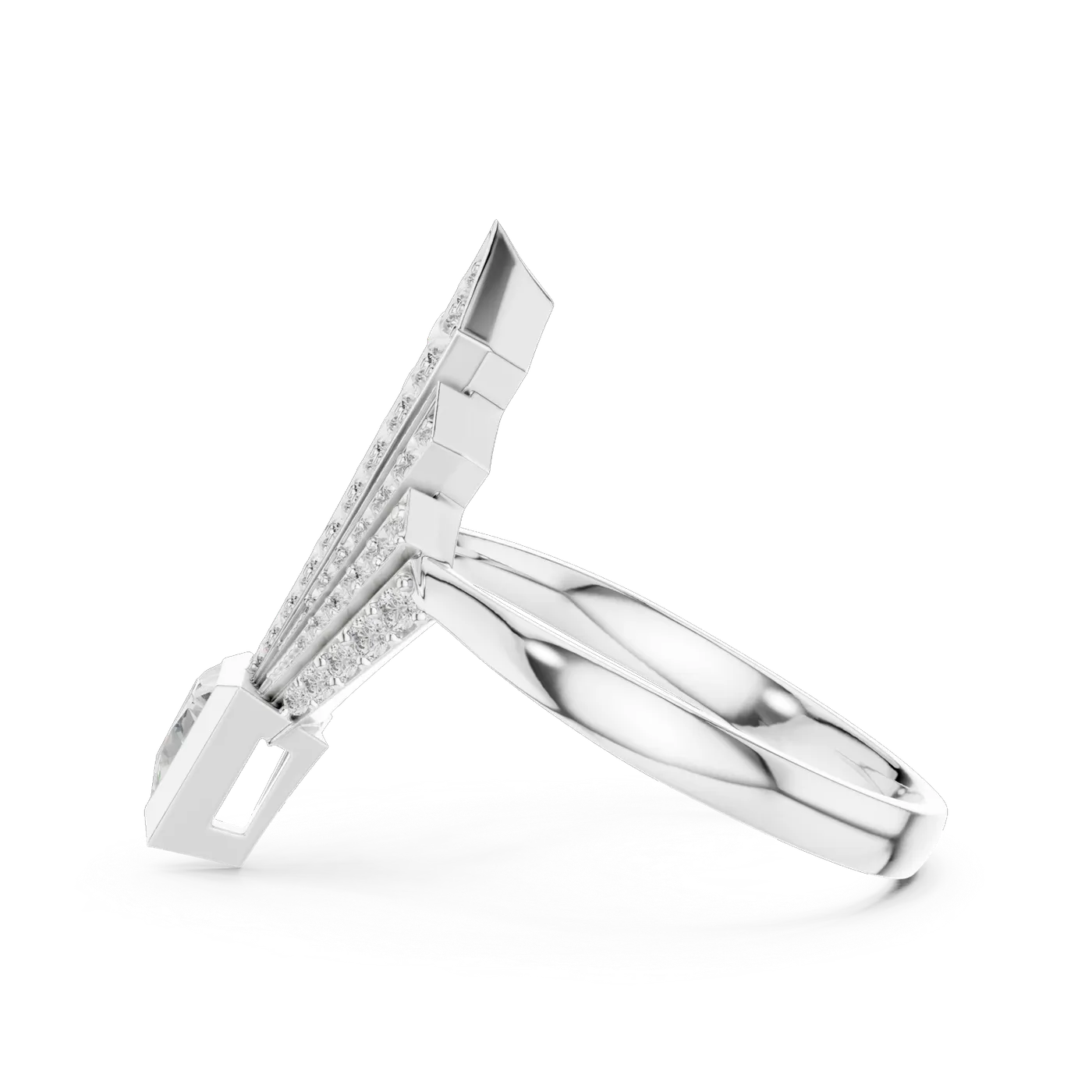 Bague de fiançailles Trillium 0,35 ct en or blanc 18 carats, diamant trilliant, vue 3