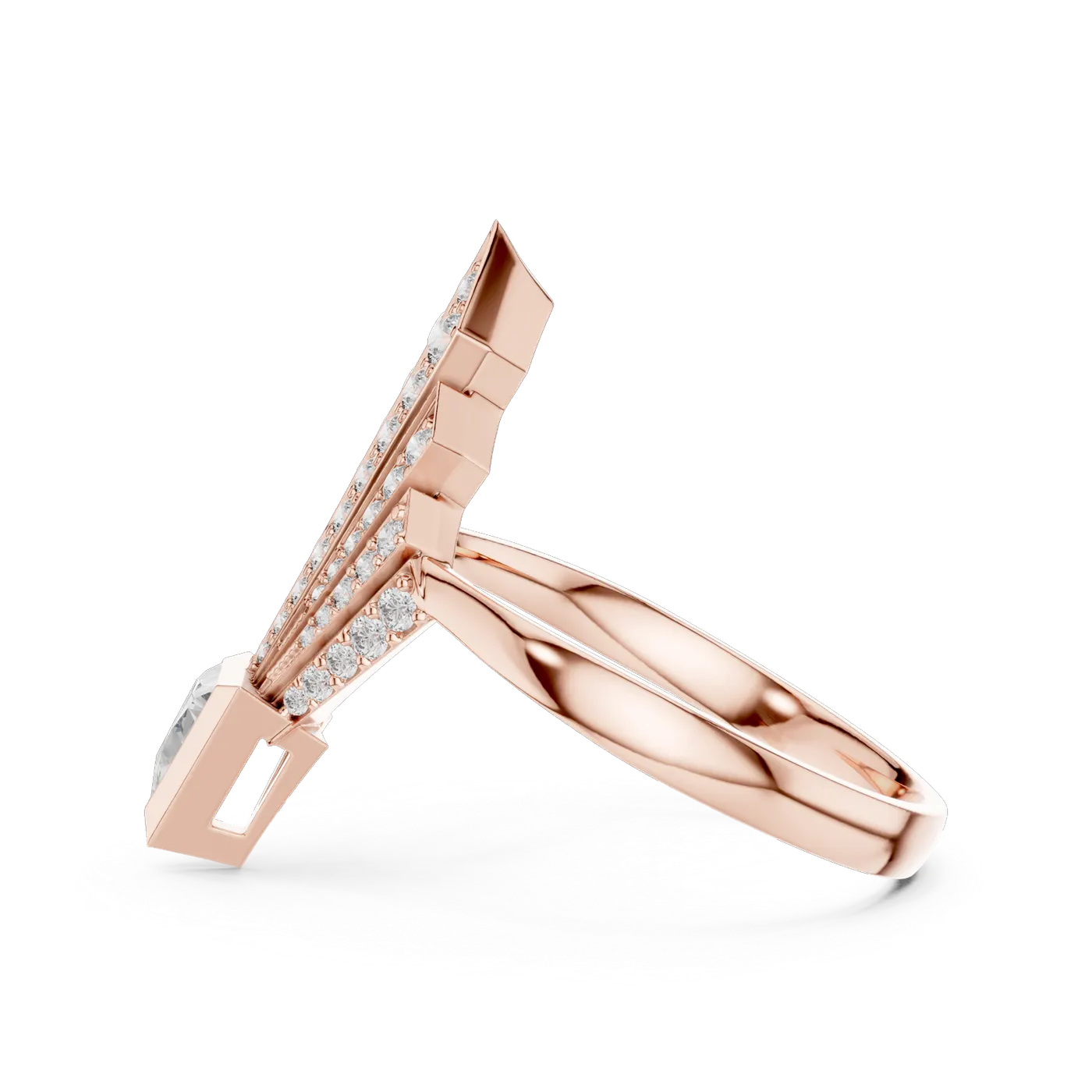 Bague de fiançailles Trillium 0,35 ct en or rose 18 carats, diamant trilliant, vue 3