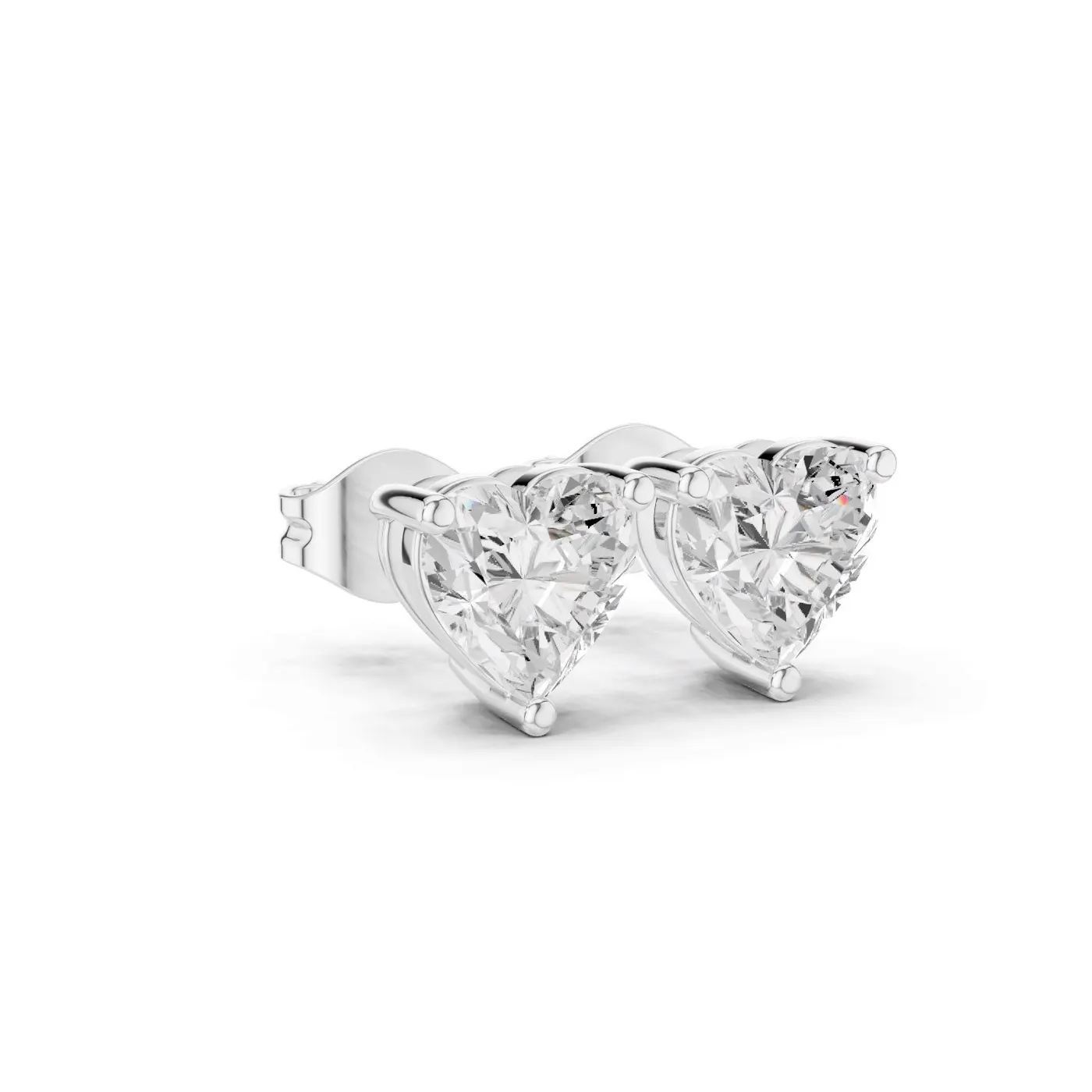 Boucles d'oreilles Puces Rose 0,50 ct en or blanc 18 carats, diamant cœur, vue 3