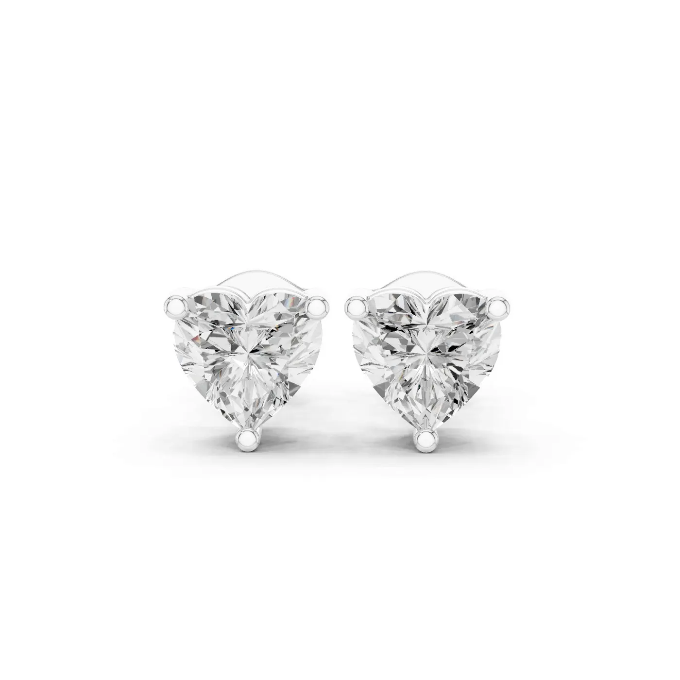 Boucles d'oreilles Puces Rose 0,75 ct en or blanc 18 carats, diamant cœur, vue 1