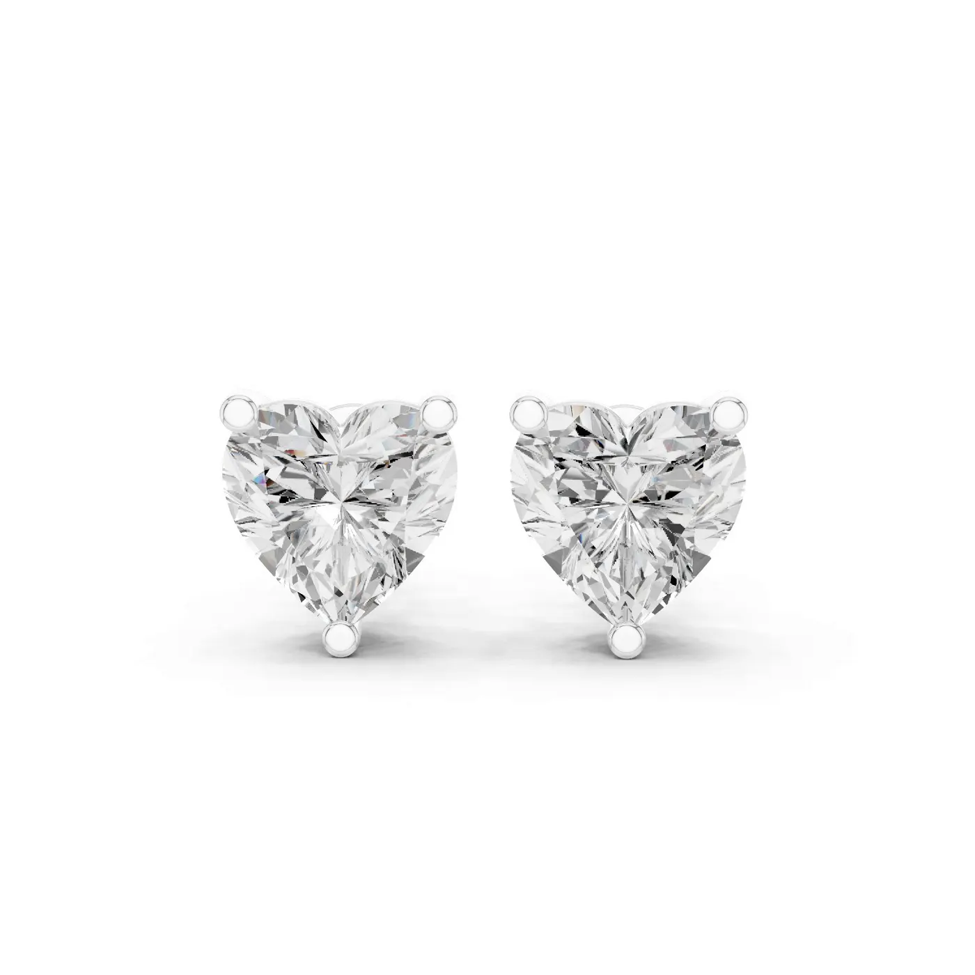 Boucles d'oreilles Puces Rose 1,25 ct en or blanc 18 carats, diamant cœur, vue 1