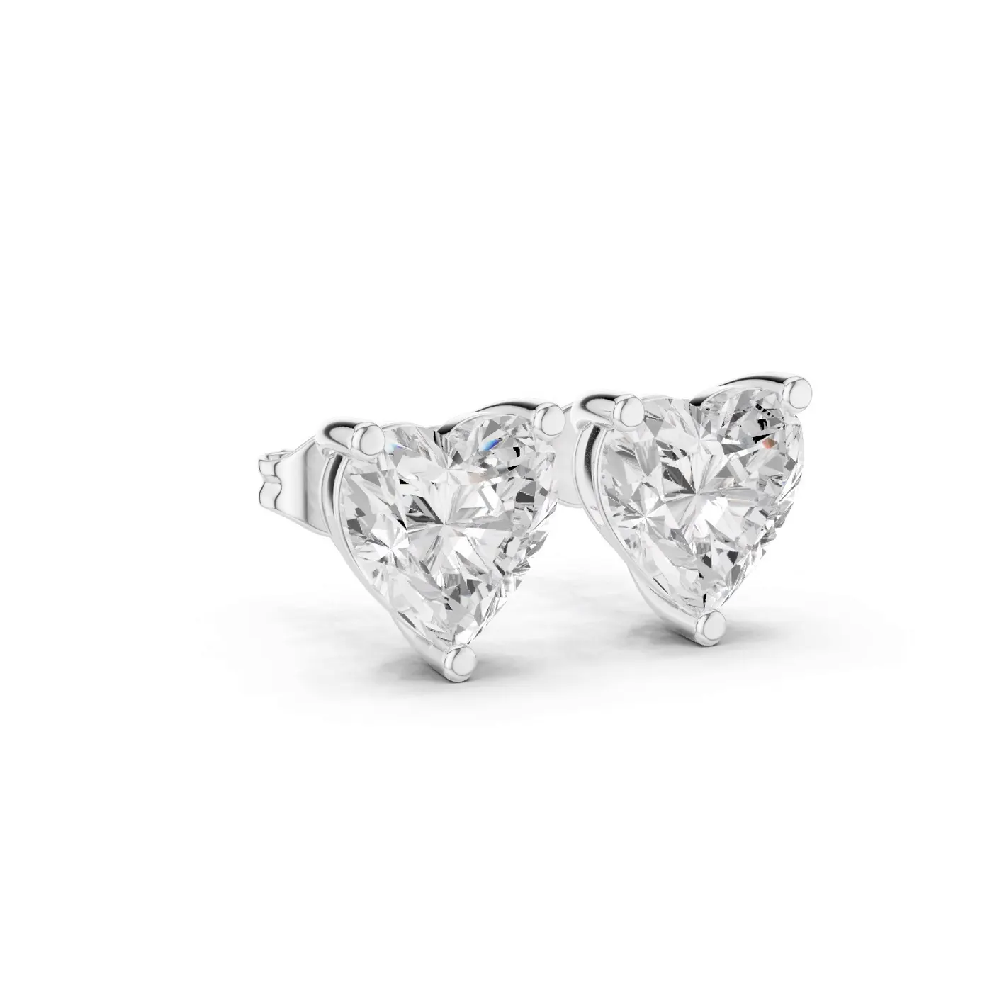 Boucles d'oreilles Puces Rose 1,75 ct en or blanc 18 carats, diamant cœur, vue 3