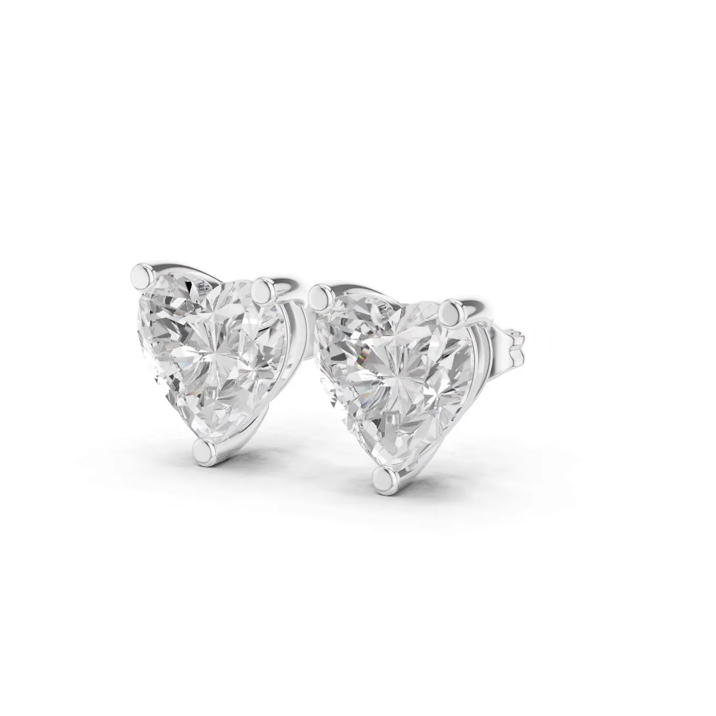 Boucles d'oreilles Puces Rose 2,00 ct en or blanc 18 carats, diamant cœur, vue 2