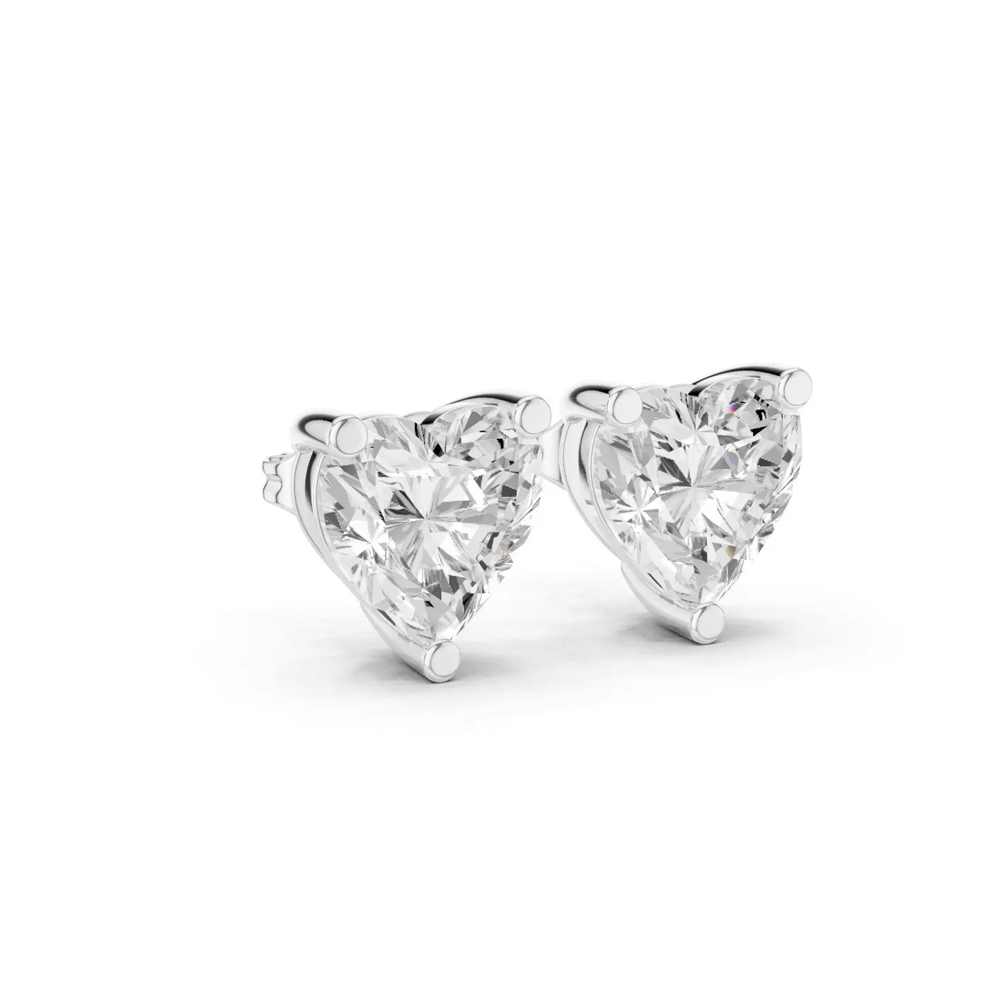 Boucles d'oreilles Puces Rose 2,50 ct en or blanc 18 carats, diamant cœur, vue 3