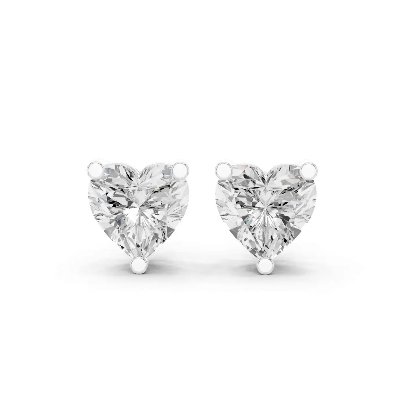 Boucles d'oreilles Puces Rose 2,75 ct en or blanc 18 carats, diamant cœur, vue 1