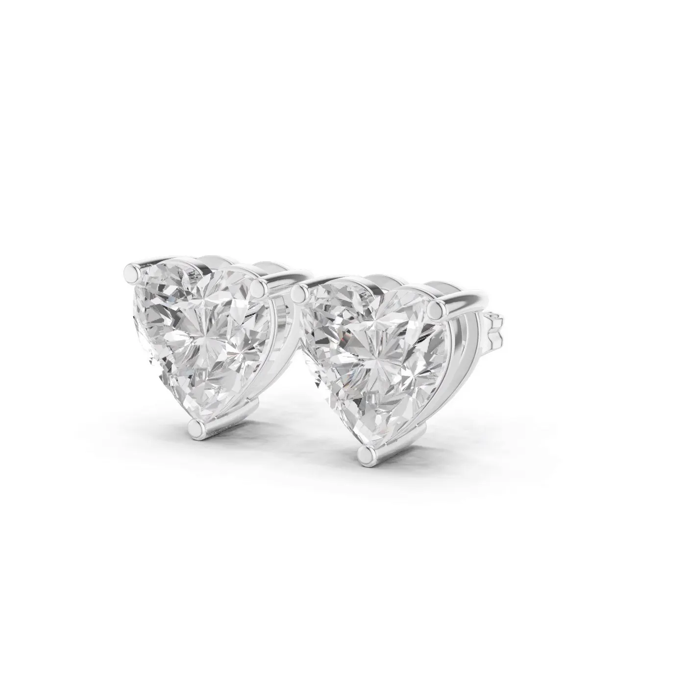 Boucles d'oreilles Puces Rose 3,00 ct en or blanc 18 carats, diamant cœur, vue 2