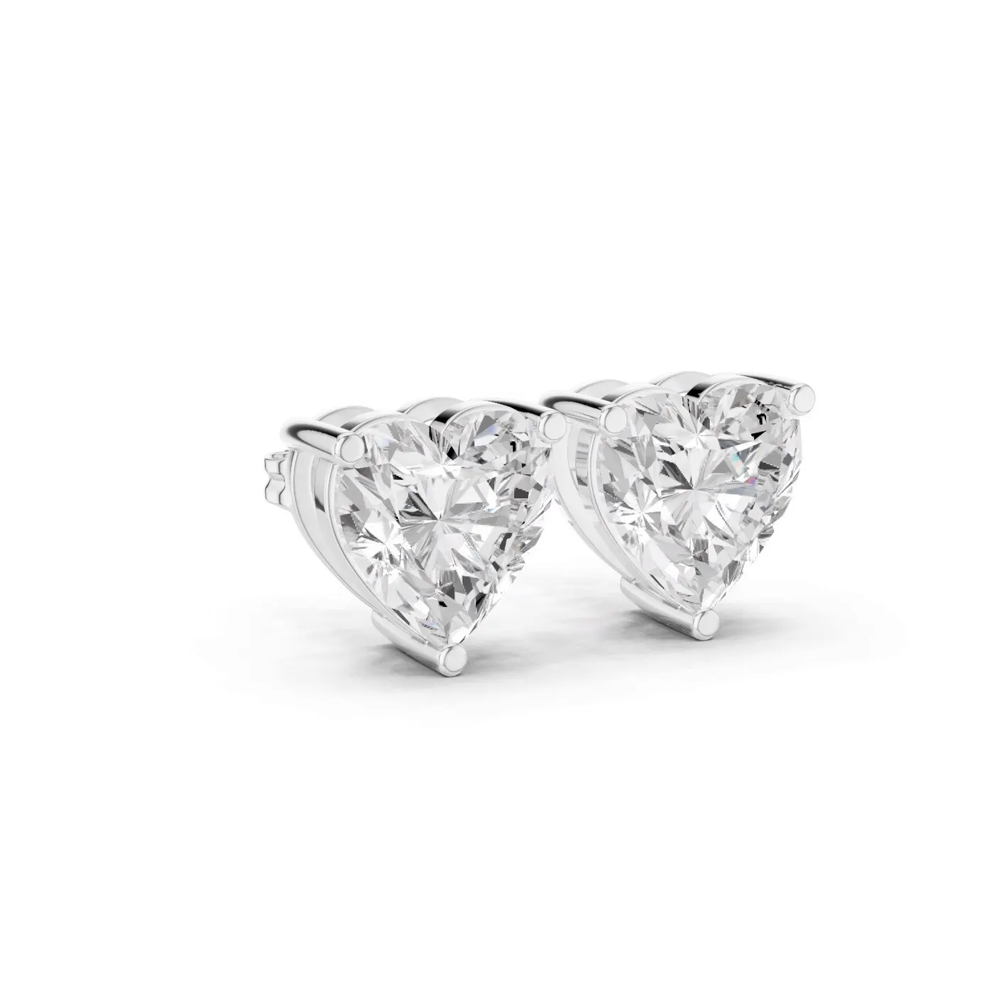 Boucles d'oreilles Puces Rose 3,00 ct en or blanc 18 carats, diamant cœur, vue 3