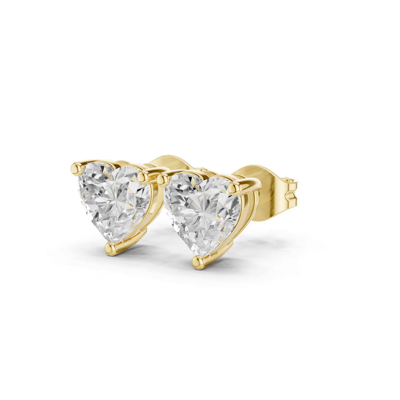 Boucles d'oreilles Puces Rose 0,50 ct en or jaune 18 carats, diamant cœur, vue 2