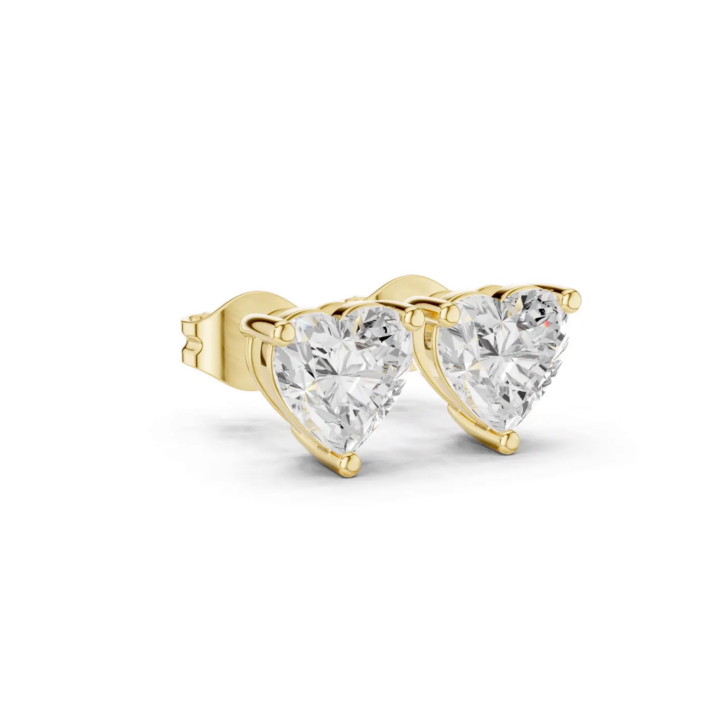 Boucles d'oreilles Puces Rose 0,50 ct en or jaune 18 carats, diamant cœur, vue 3