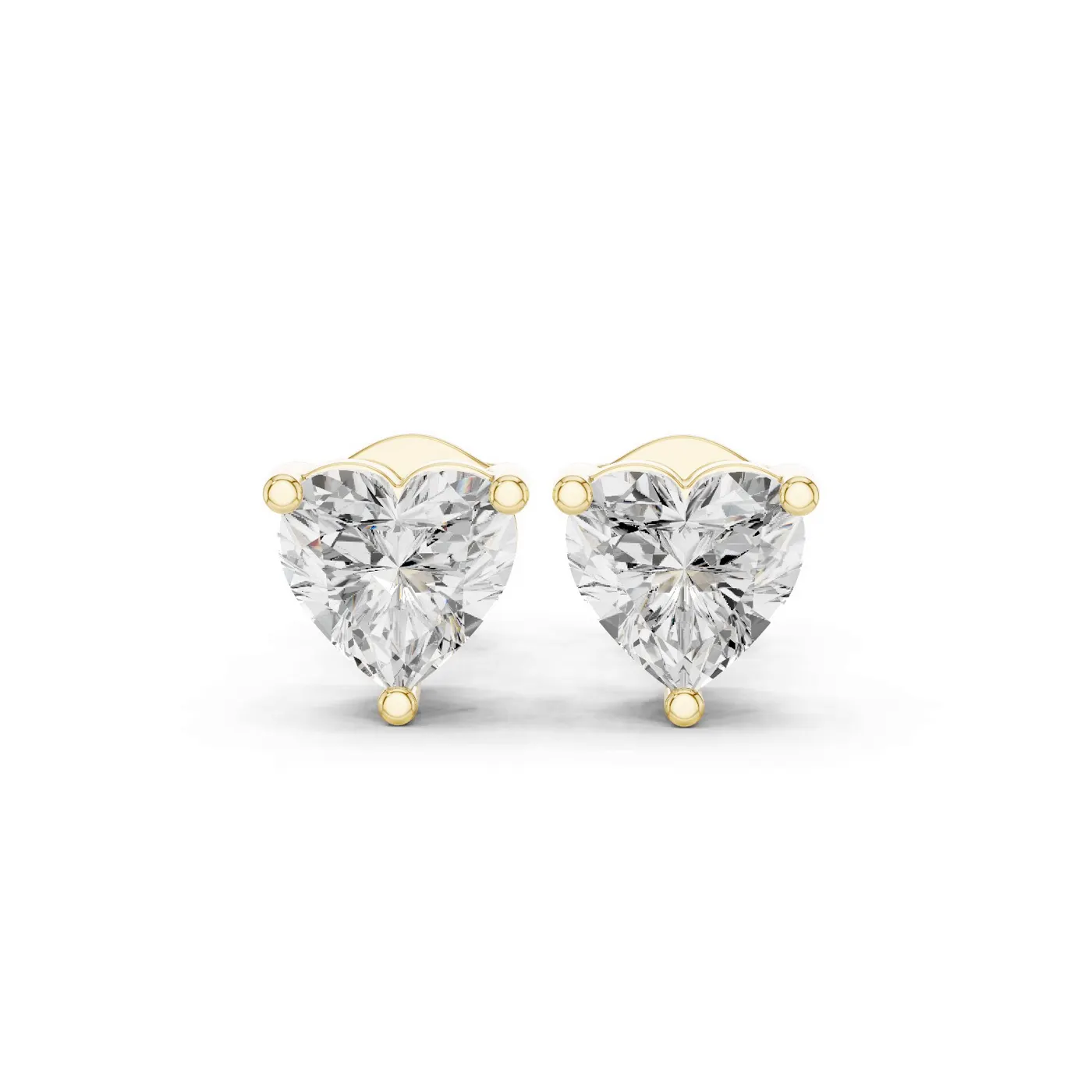 Boucles d'oreilles Puces Rose 0,75 ct en or jaune 18 carats, diamant cœur, vue 1