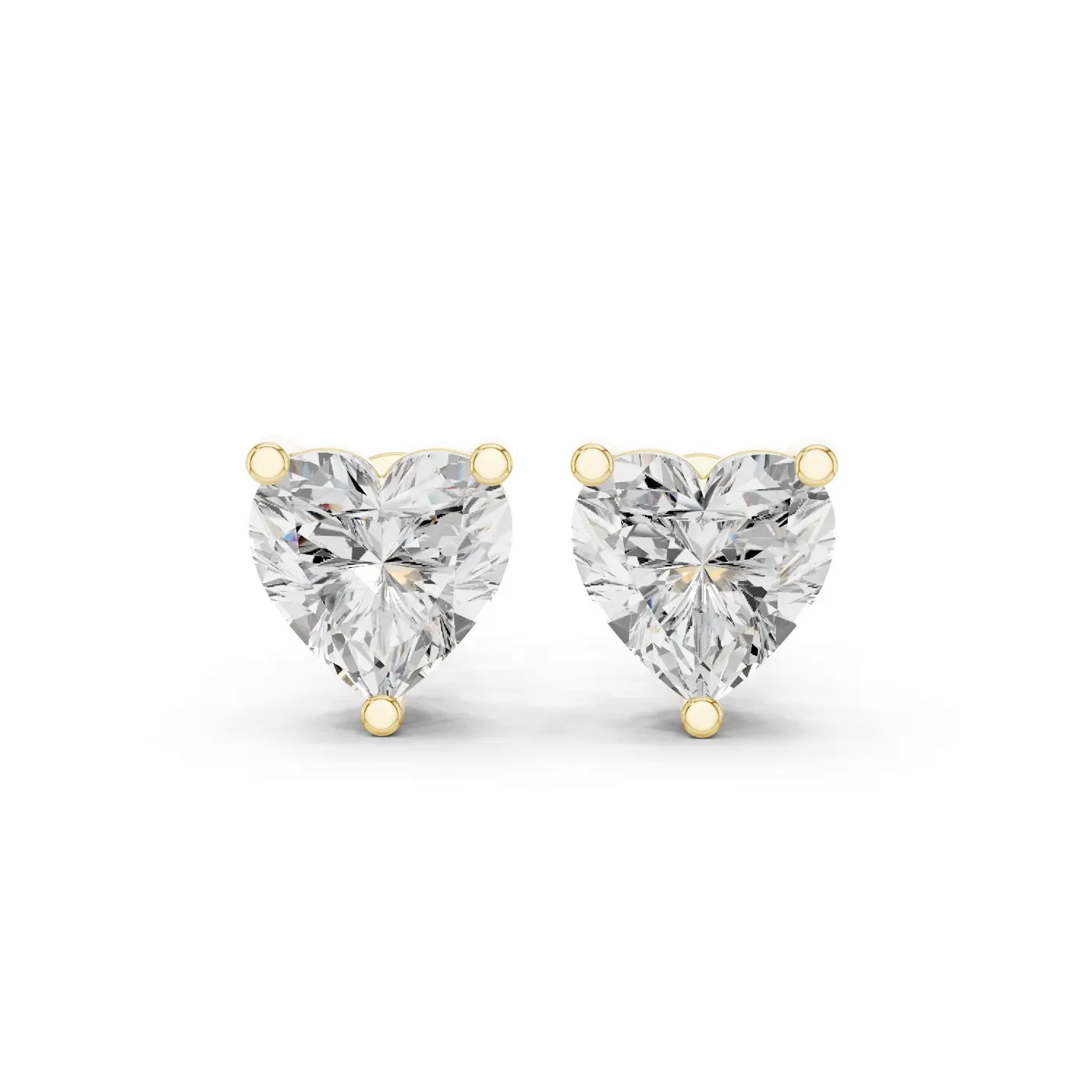 Boucles d'oreilles Puces Rose 1,00 ct en or jaune 18 carats, diamant cœur, vue 1