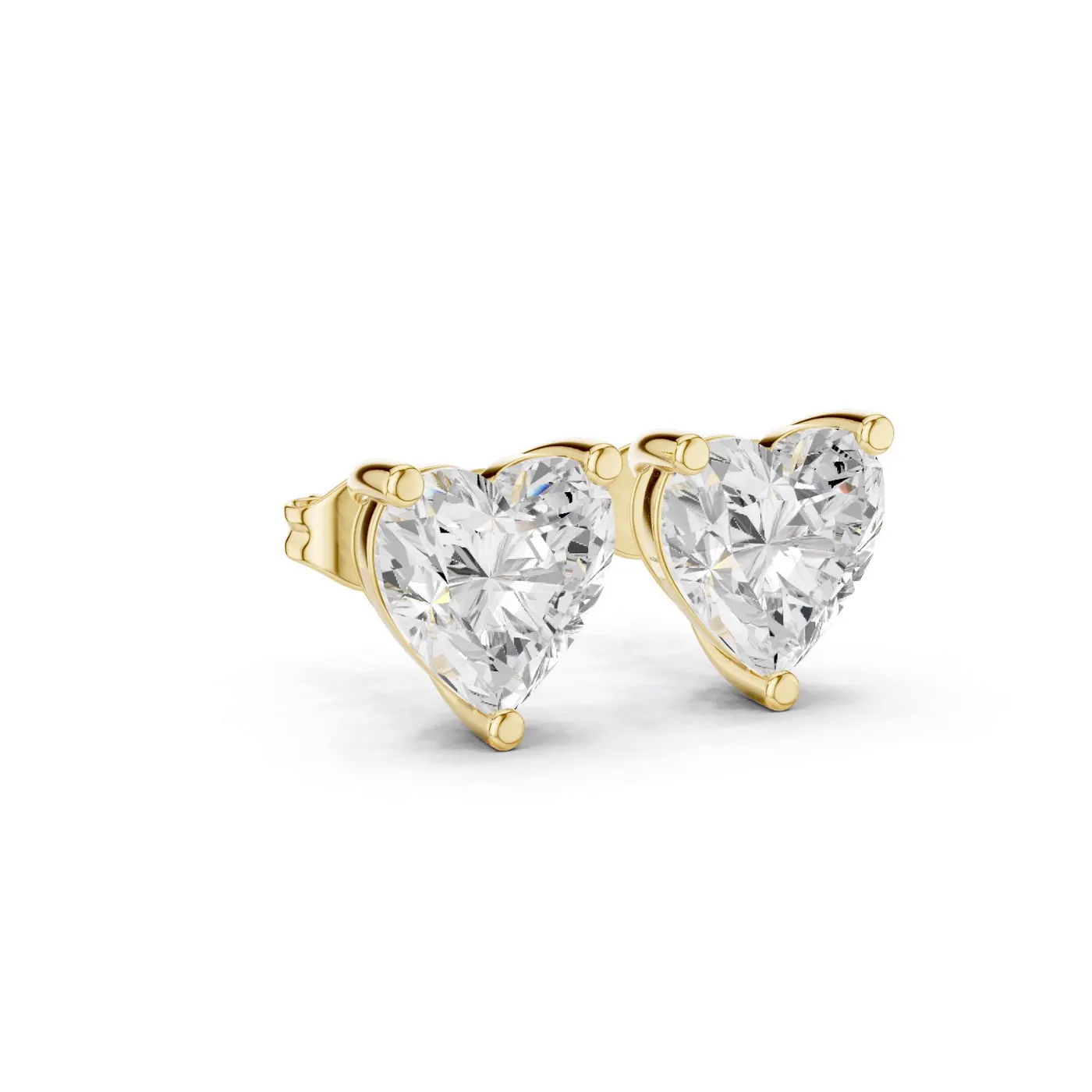 Boucles d'oreilles Puces Rose 1,00 ct en or jaune 18 carats, diamant cœur, vue 3