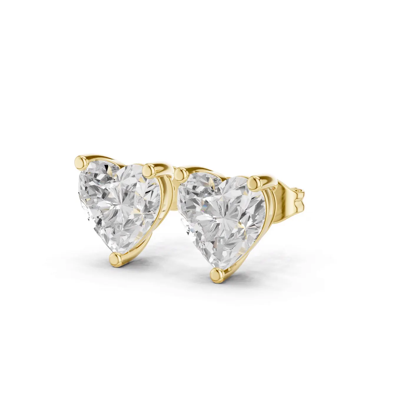 Boucles d'oreilles Puces Rose 1,25 ct en or jaune 18 carats, diamant cœur, vue 2
