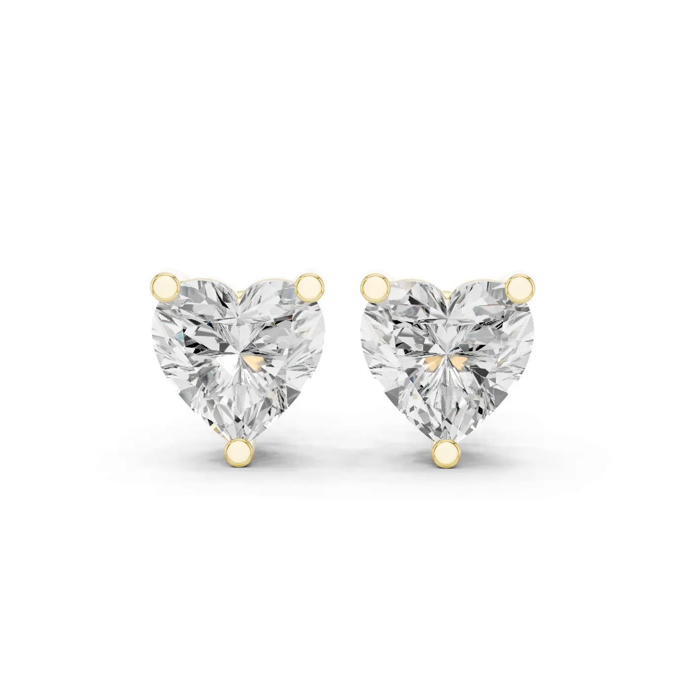 Boucles d'oreilles Puces Rose 2,00 ct en or jaune 18 carats, diamant cœur, vue 1