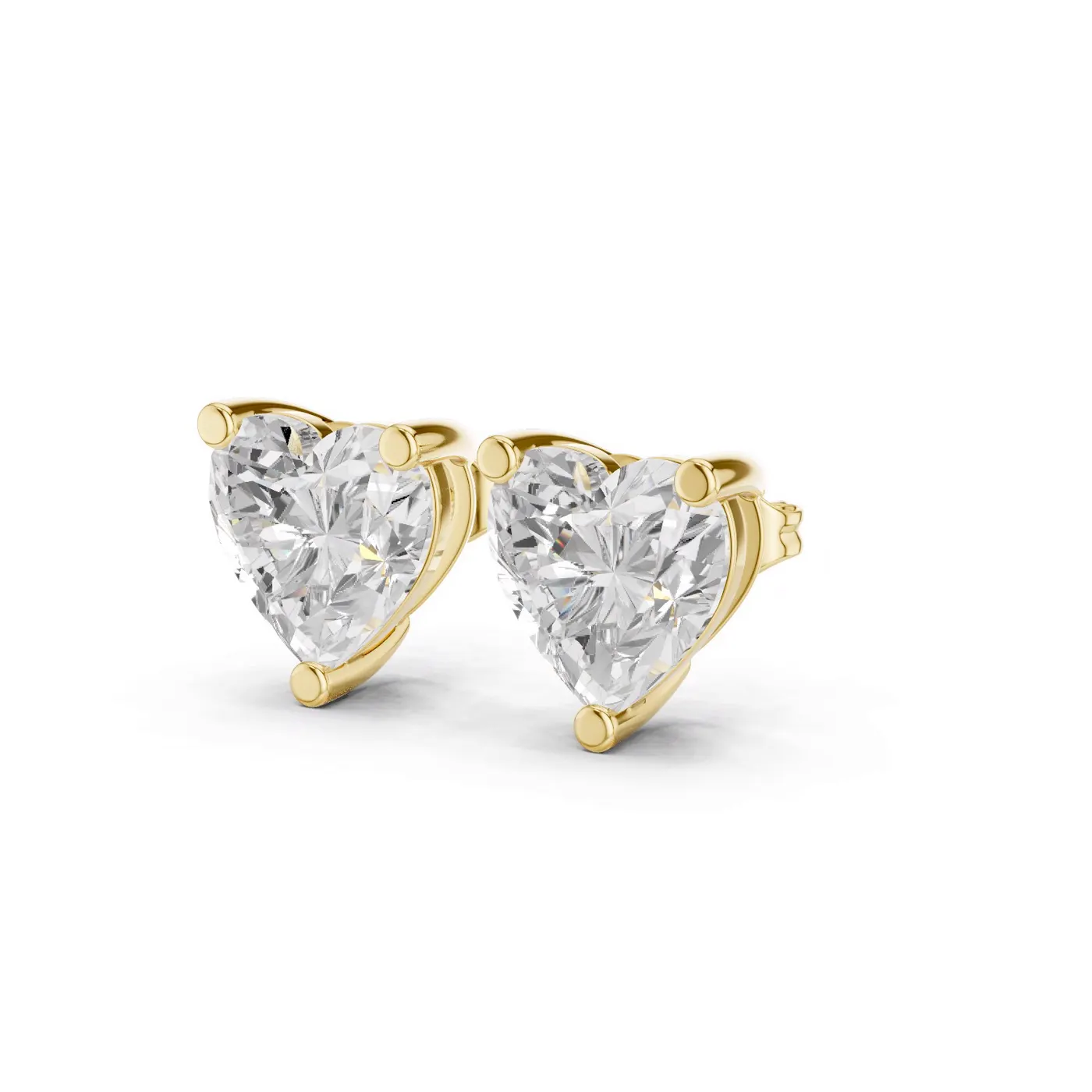 Boucles d'oreilles Puces Rose 2,50 ct en or jaune 18 carats, diamant cœur, vue 2