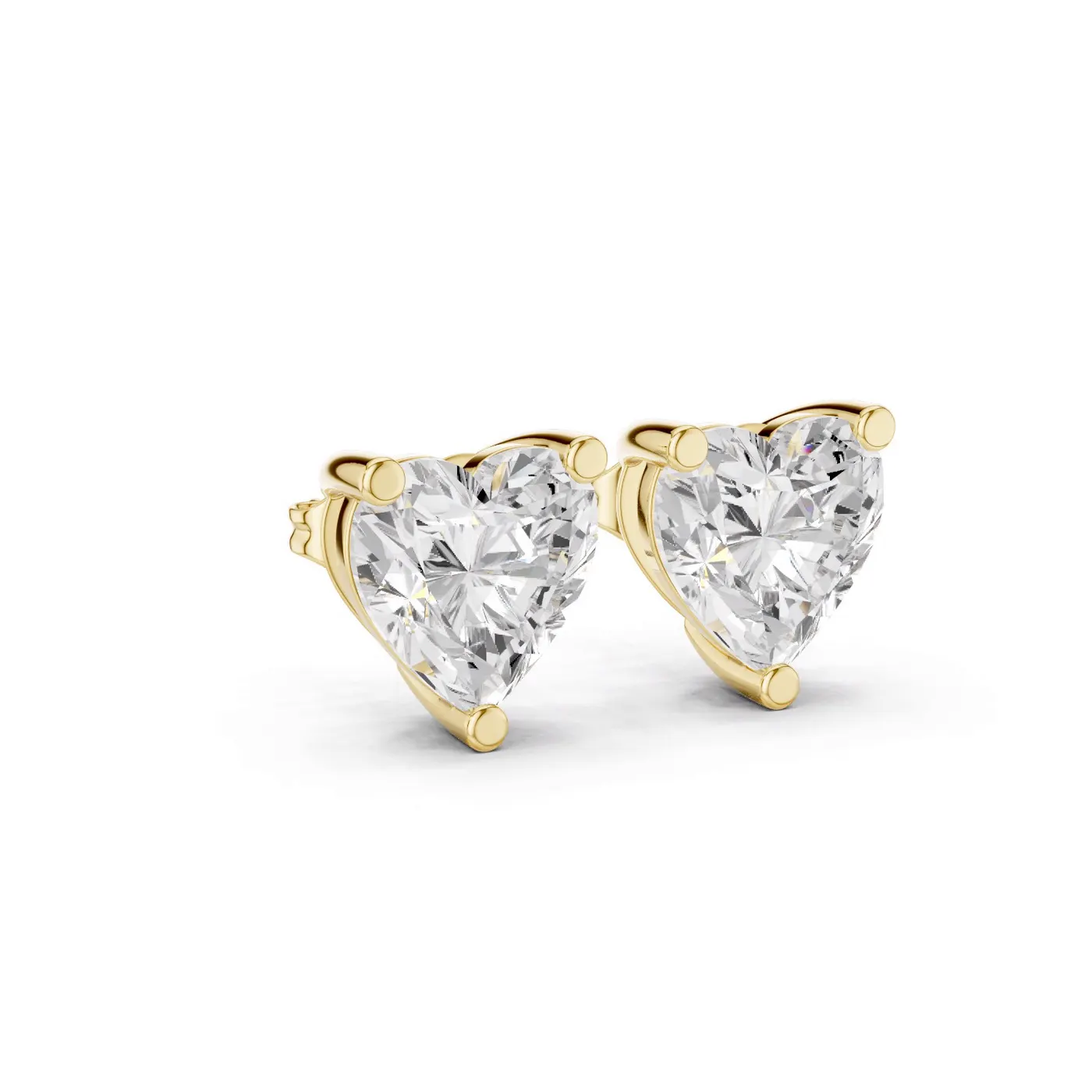 Boucles d'oreilles Puces Rose 2,50 ct en or jaune 18 carats, diamant cœur, vue 3
