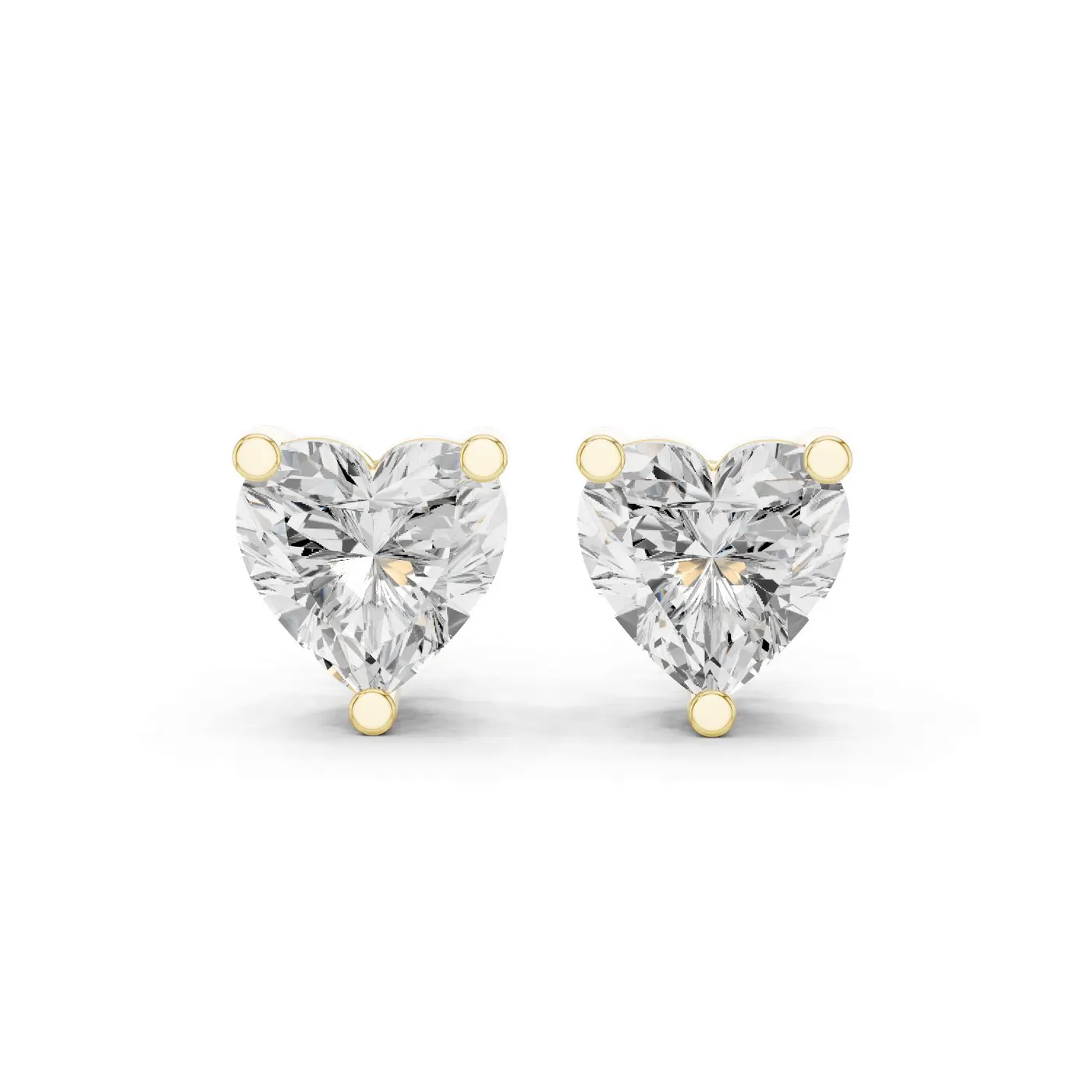 Boucles d'oreilles Puces Rose 2,75 ct en or jaune 18 carats, diamant cœur, vue 1
