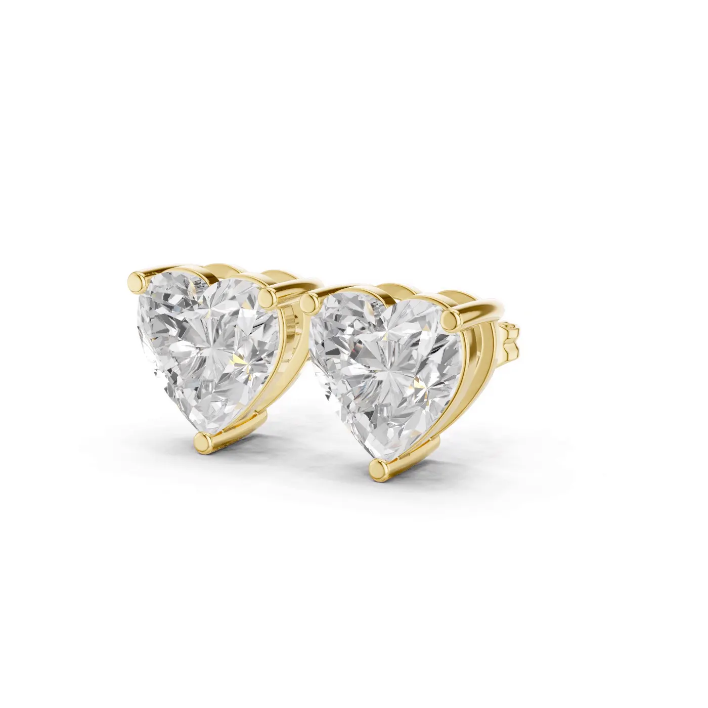 Boucles d'oreilles Puces Rose 3,00 ct en or jaune 18 carats, diamant cœur, vue 2