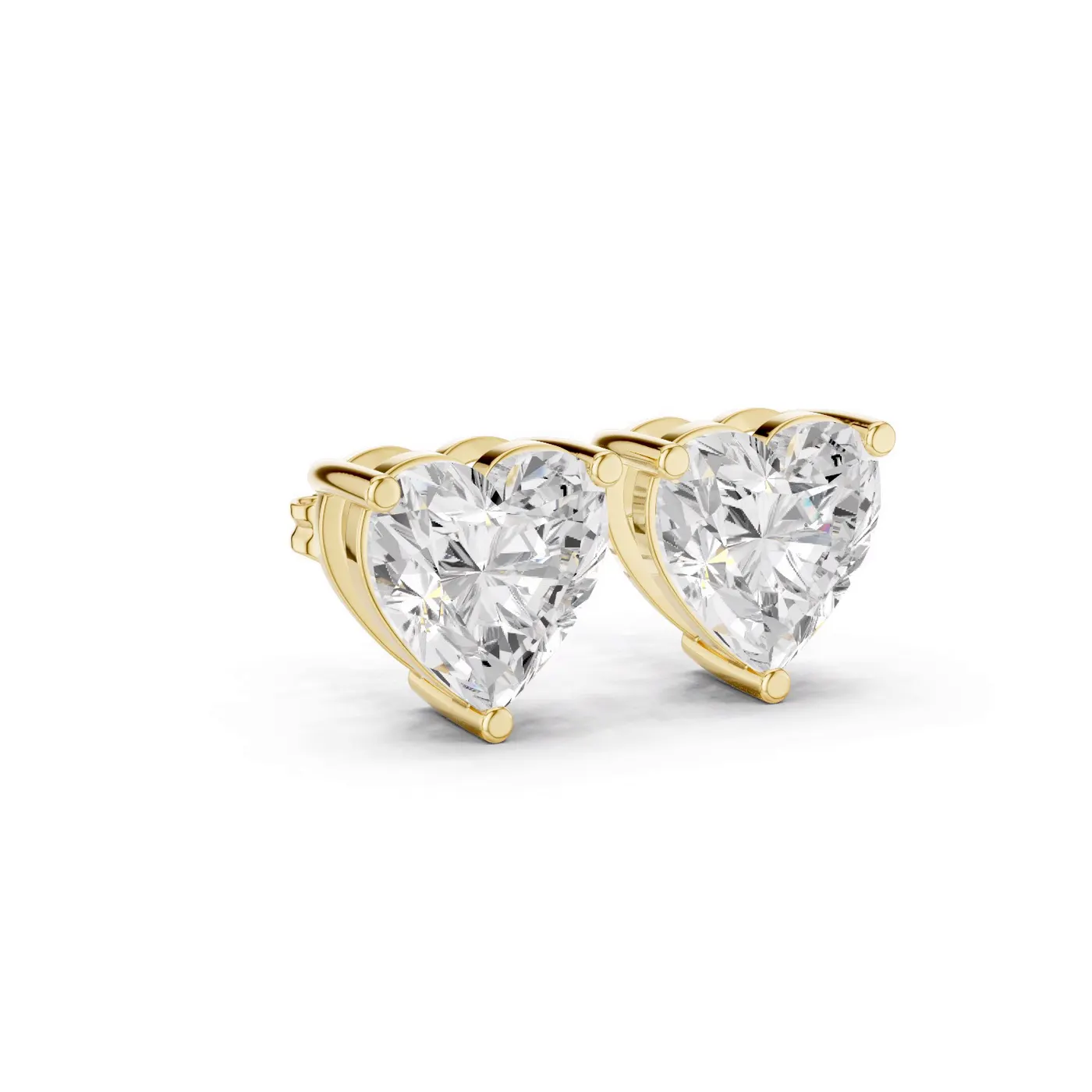 Boucles d'oreilles Puces Rose 3,00 ct en or jaune 18 carats, diamant cœur, vue 3