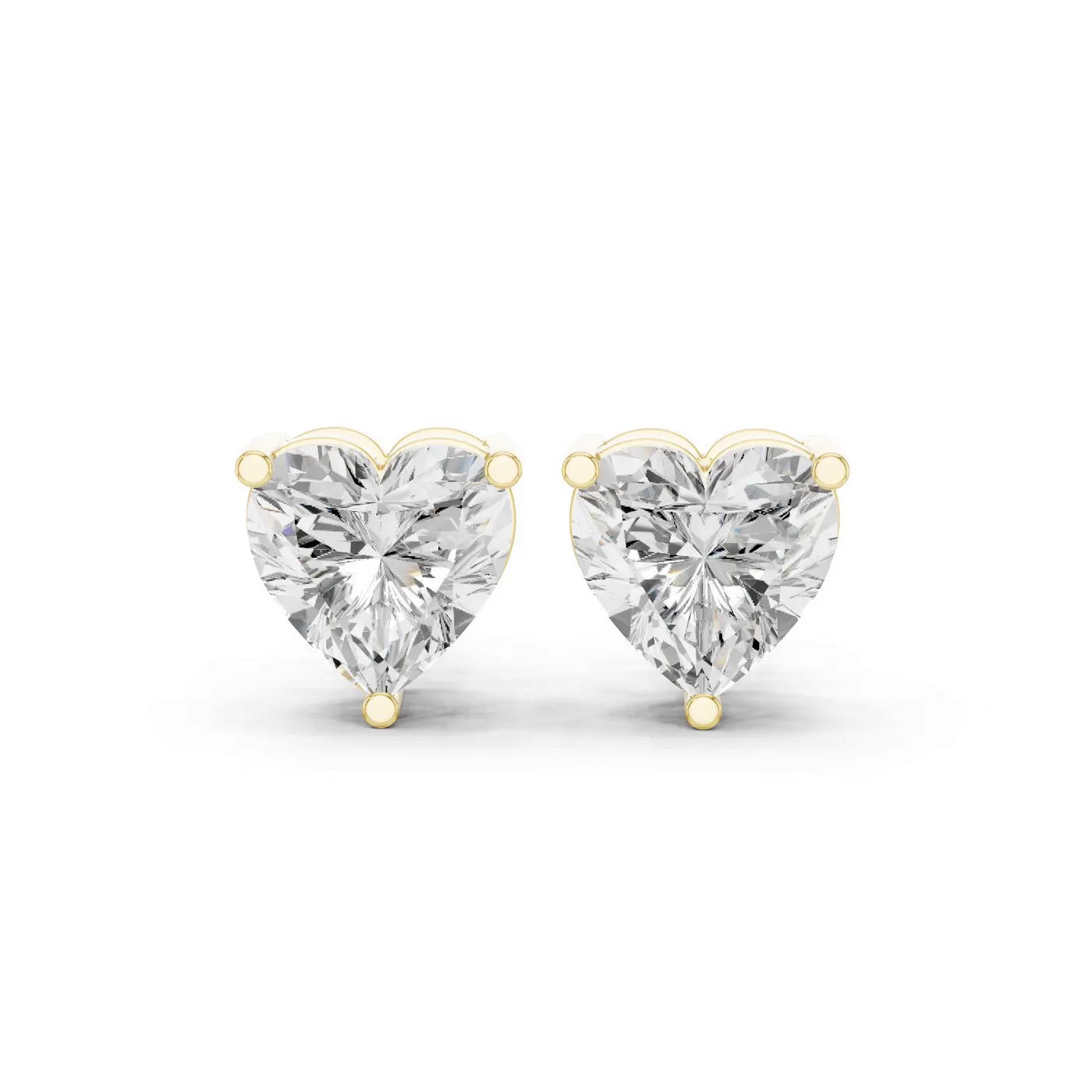 Boucles d'oreilles Puces Rose 3,25 ct en or jaune 18 carats, diamant cœur, vue 1