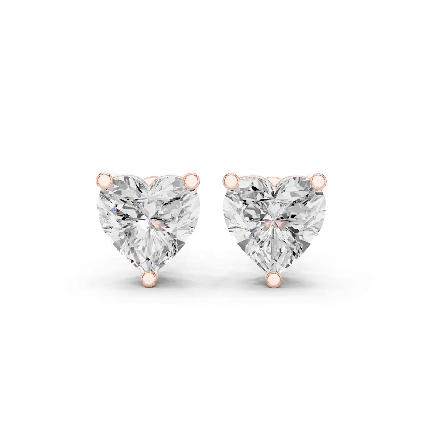 Boucles d'oreilles Puces Rose 1,00 ct en or rose 18 carats, diamant cœur, vue 1