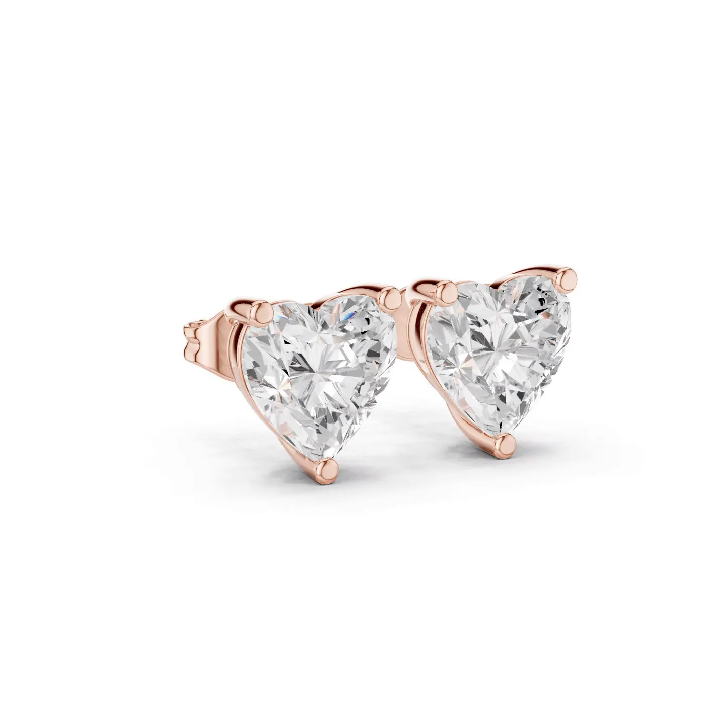 Boucles d'oreilles Puces Rose 1,75 ct en or rose 18 carats, diamant cœur, vue 3