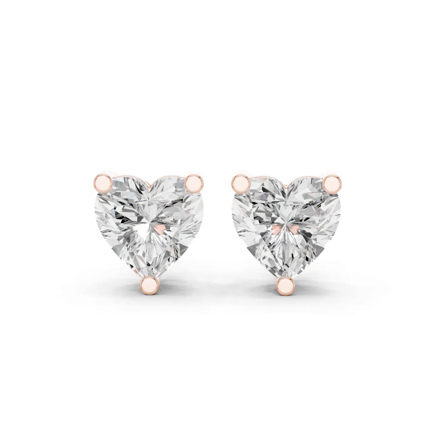 Boucles d'oreilles Puces Rose 2,50 ct en or rose 18 carats, diamant cœur, vue 1
