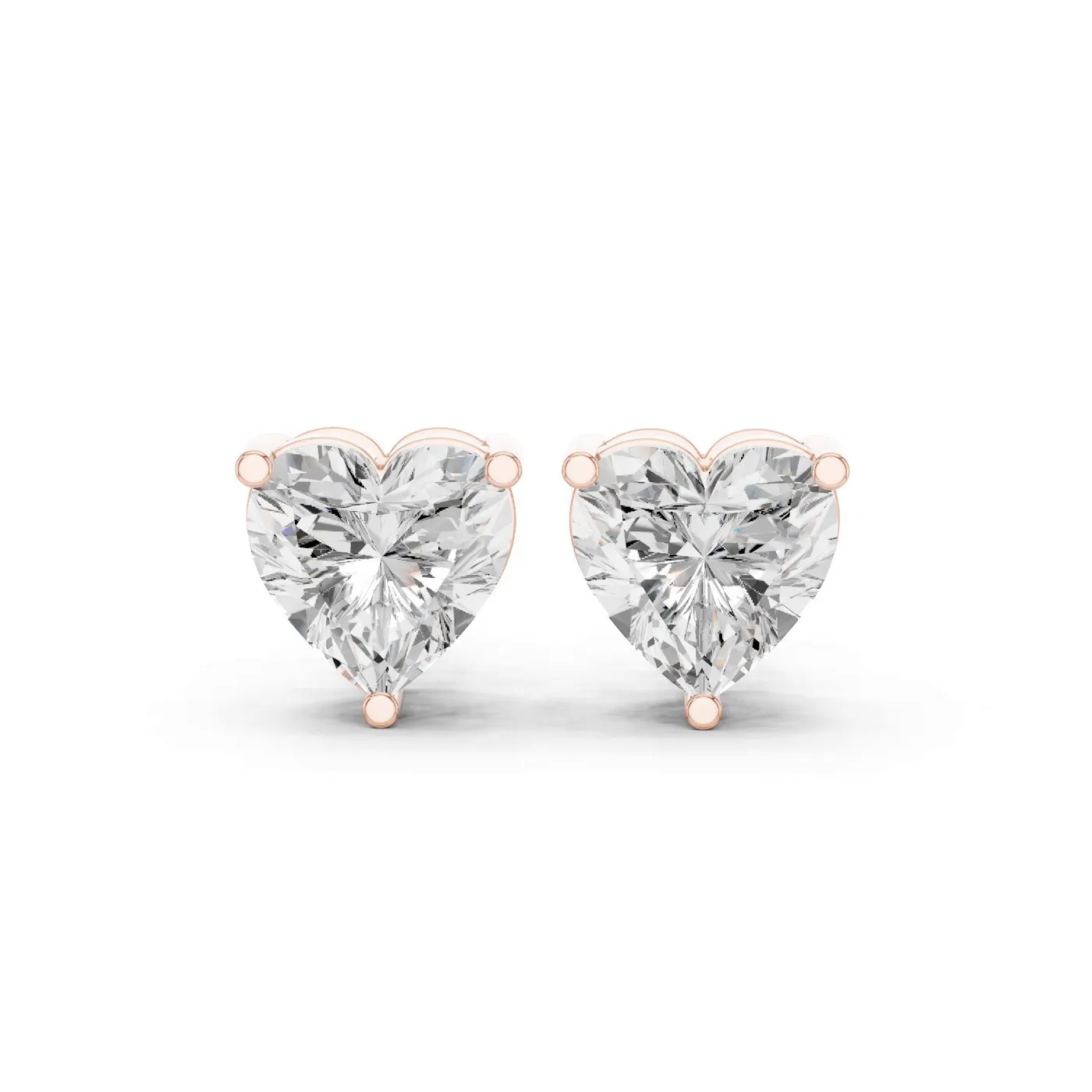 Boucles d'oreilles Puces Rose 3,25 ct en or rose 18 carats, diamant cœur, vue 1