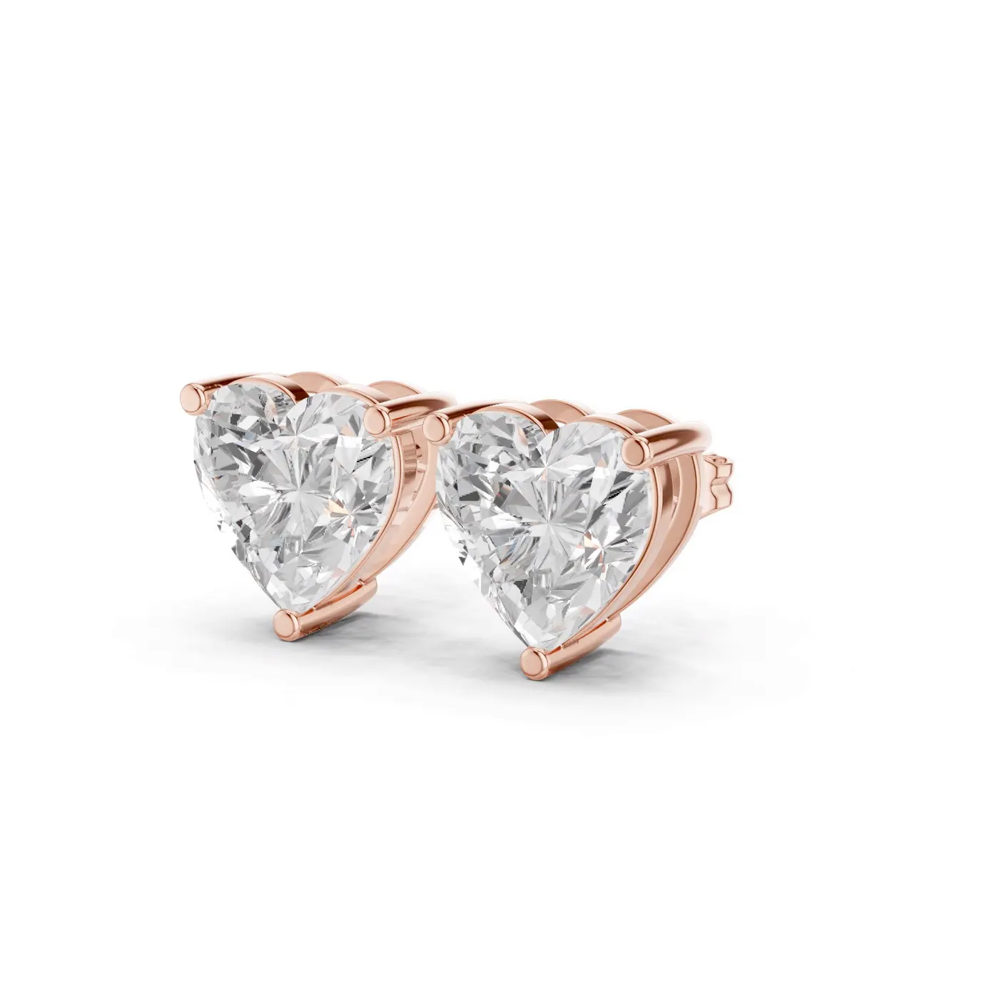 Boucles d'oreilles Puces Rose 3,50 ct en or rose 18 carats, diamant cœur, vue 2