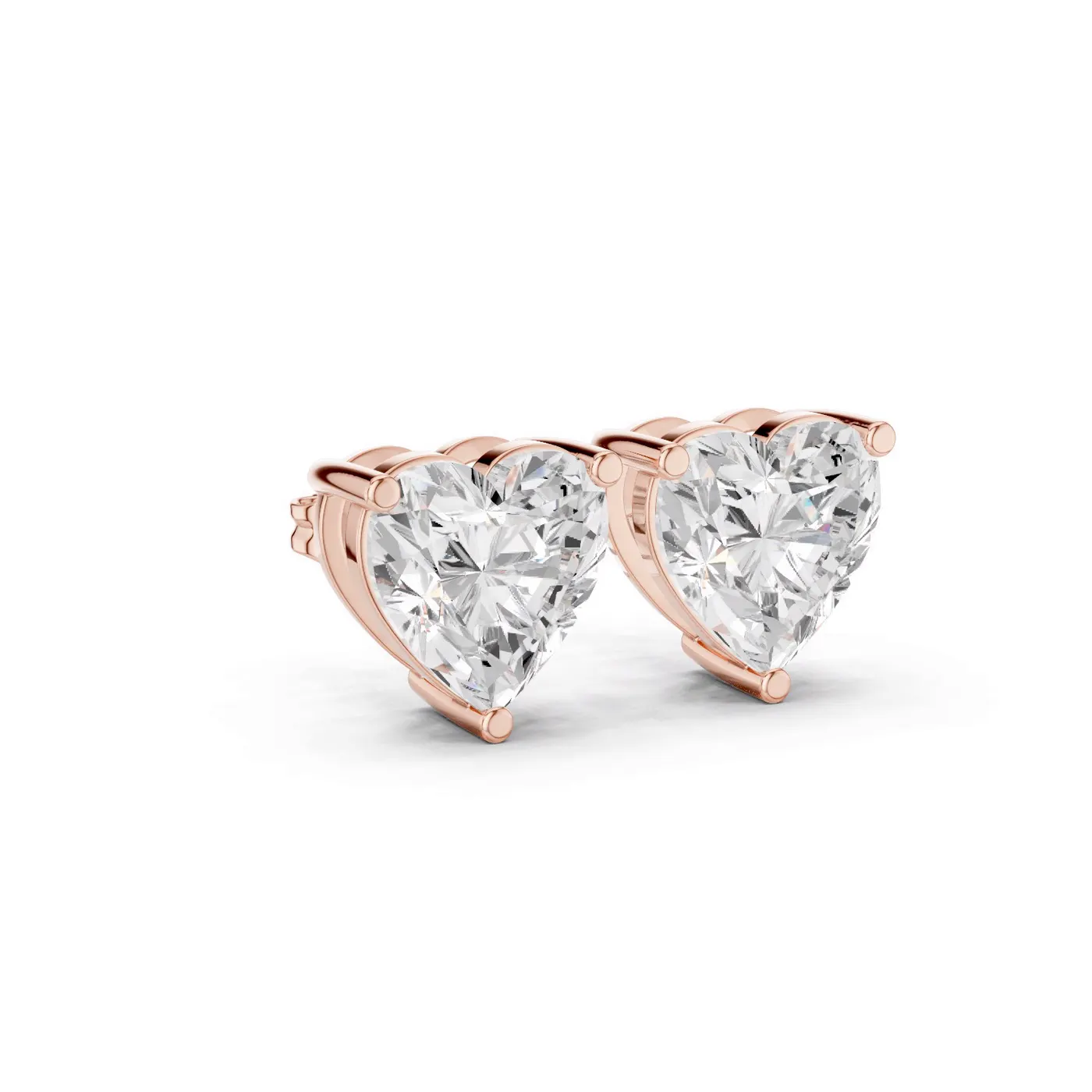 Boucles d'oreilles Puces Rose 3,50 ct en or rose 18 carats, diamant cœur, vue 3