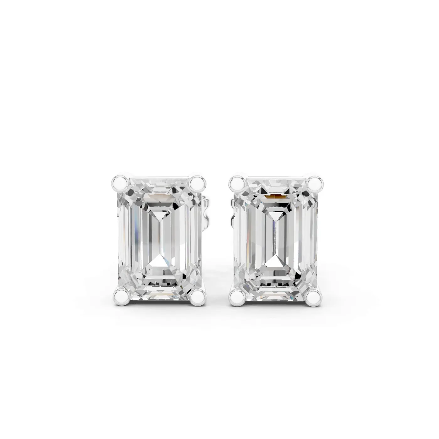 Boucles d'oreilles Puces Iris 0,50 ct en or blanc 18 carats, diamant taille émeraude, vue 1