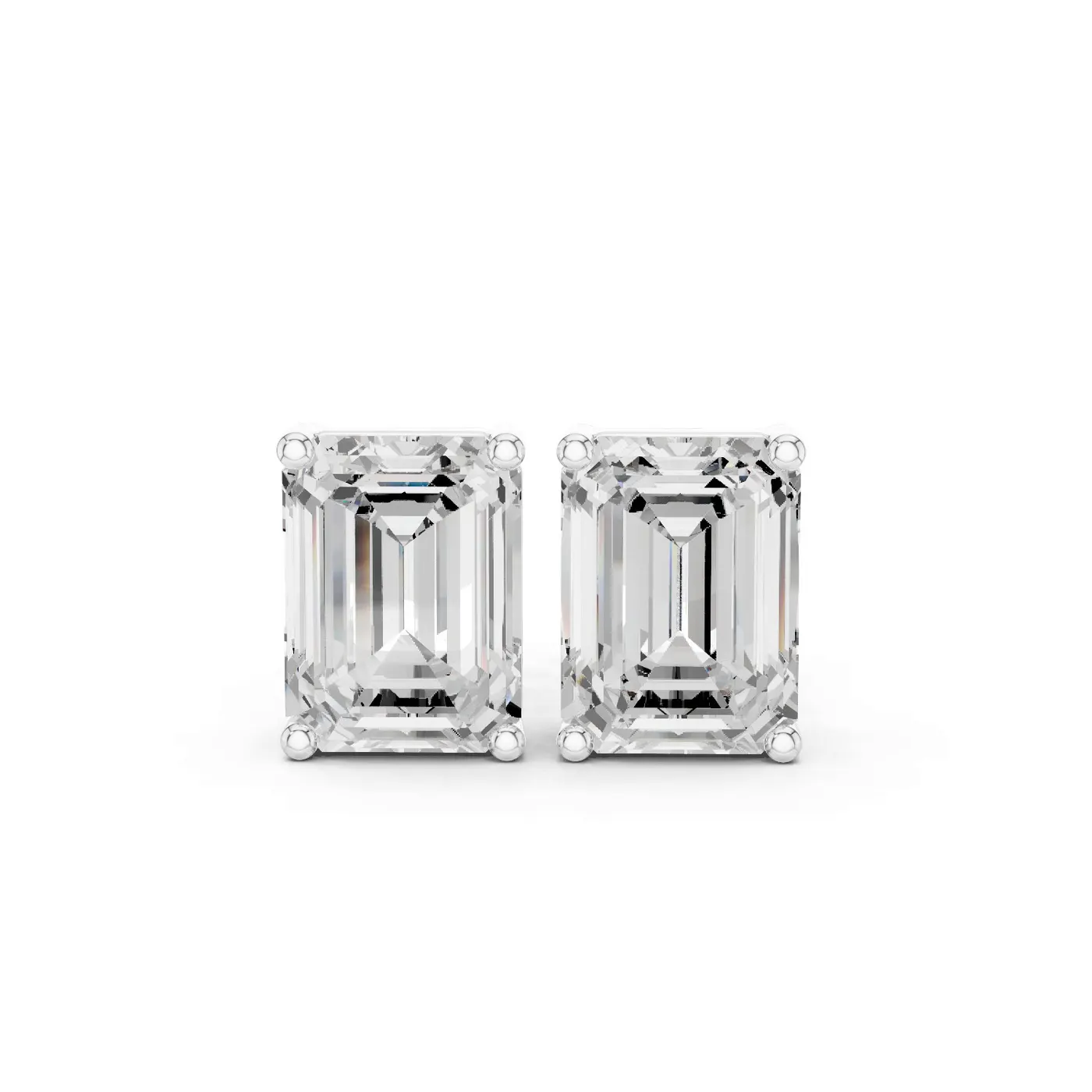 Boucles d'oreilles Puces Iris 1,25 ct en or blanc 18 carats, diamant taille émeraude, vue 1