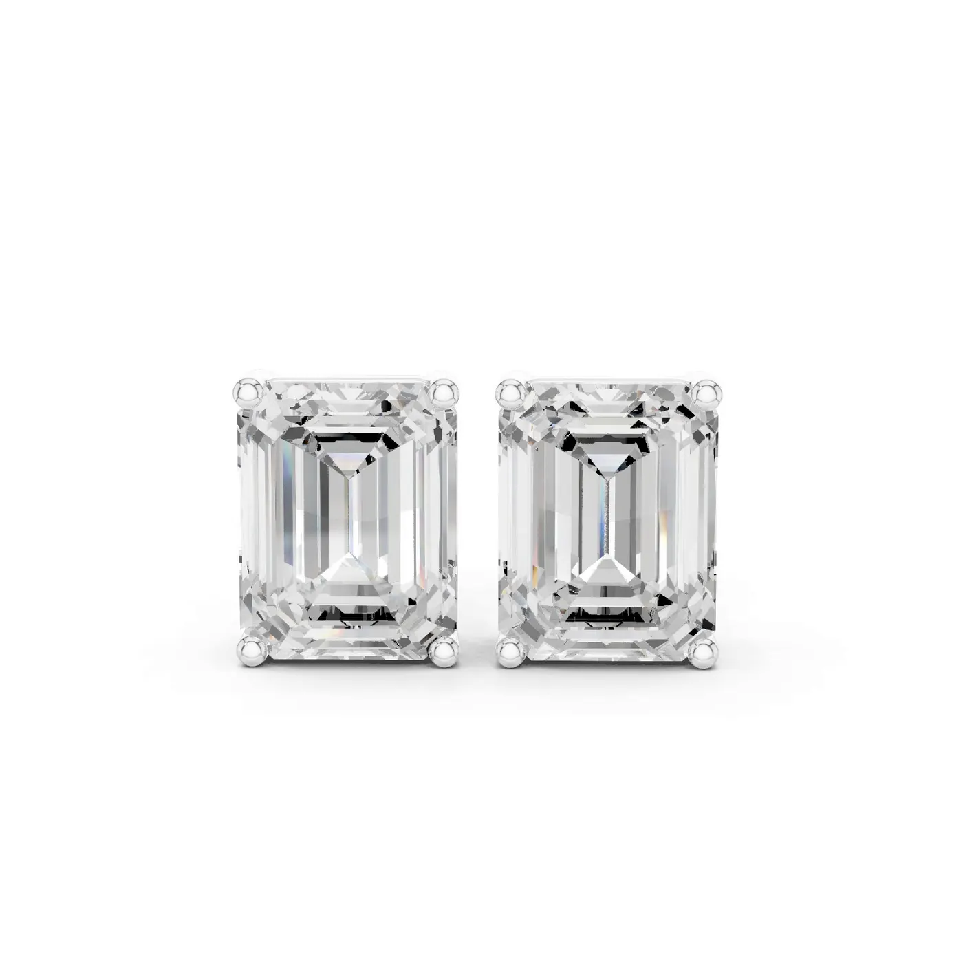 Boucles d'oreilles Puces Iris 1,75 ct en or blanc 18 carats, diamant taille émeraude, vue 1